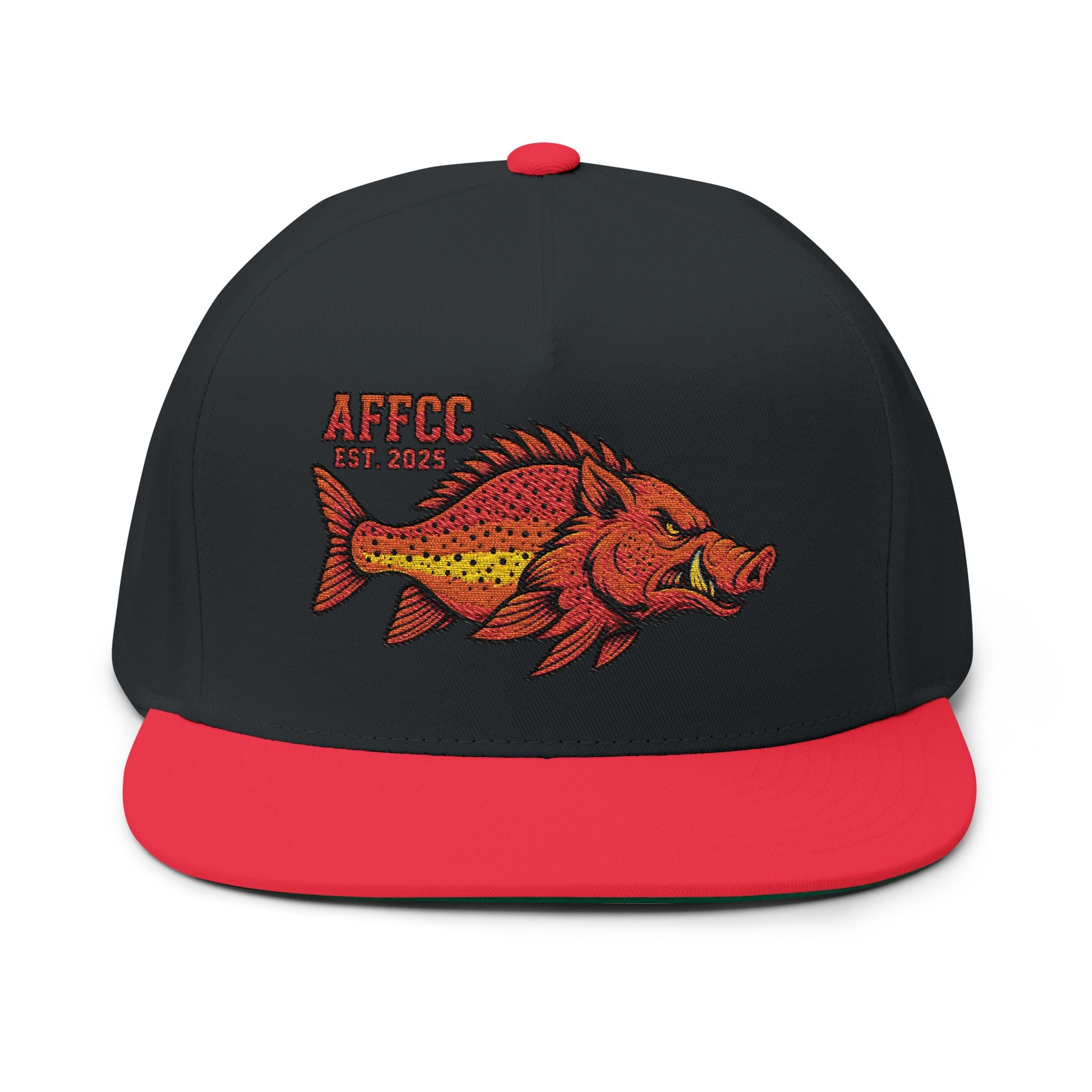 AFFCC Hog/Trout Embroidered Flat Bill Cap — AFCC Est. 2025 Snapback