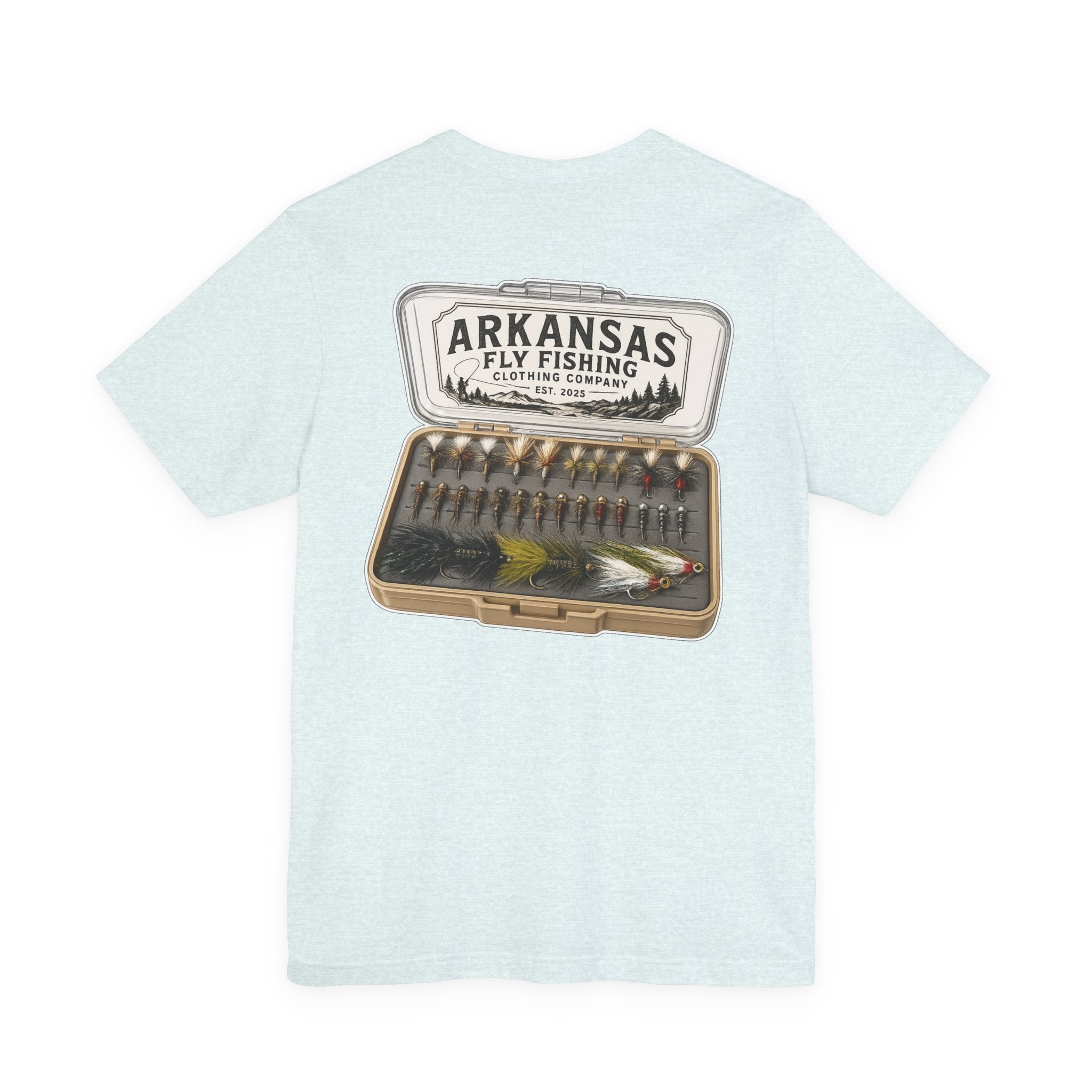 Athletic Fit Runs Small ARKANSAS FLY FISHING CLOTHING COMPANY - FLY BOX Unisex Jersey Short Sleeve Tee