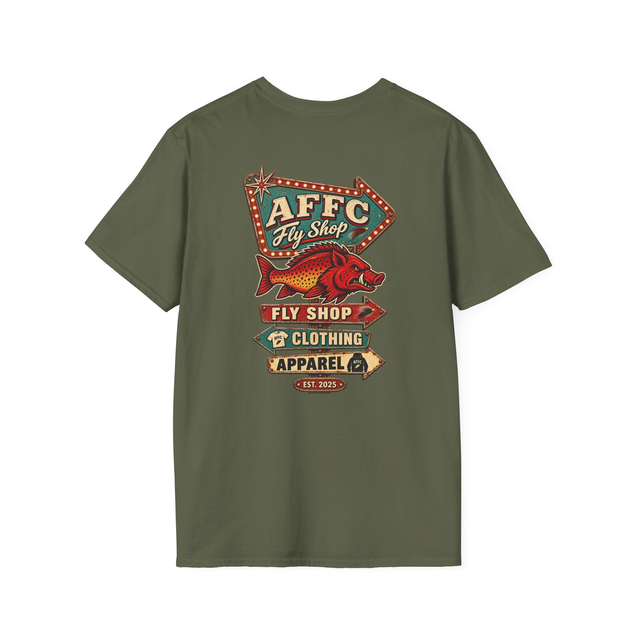 AFFCC Arkansas Fly Fishing Clothing Company Logo T-Shirt | Retro Sign Angler Shirt