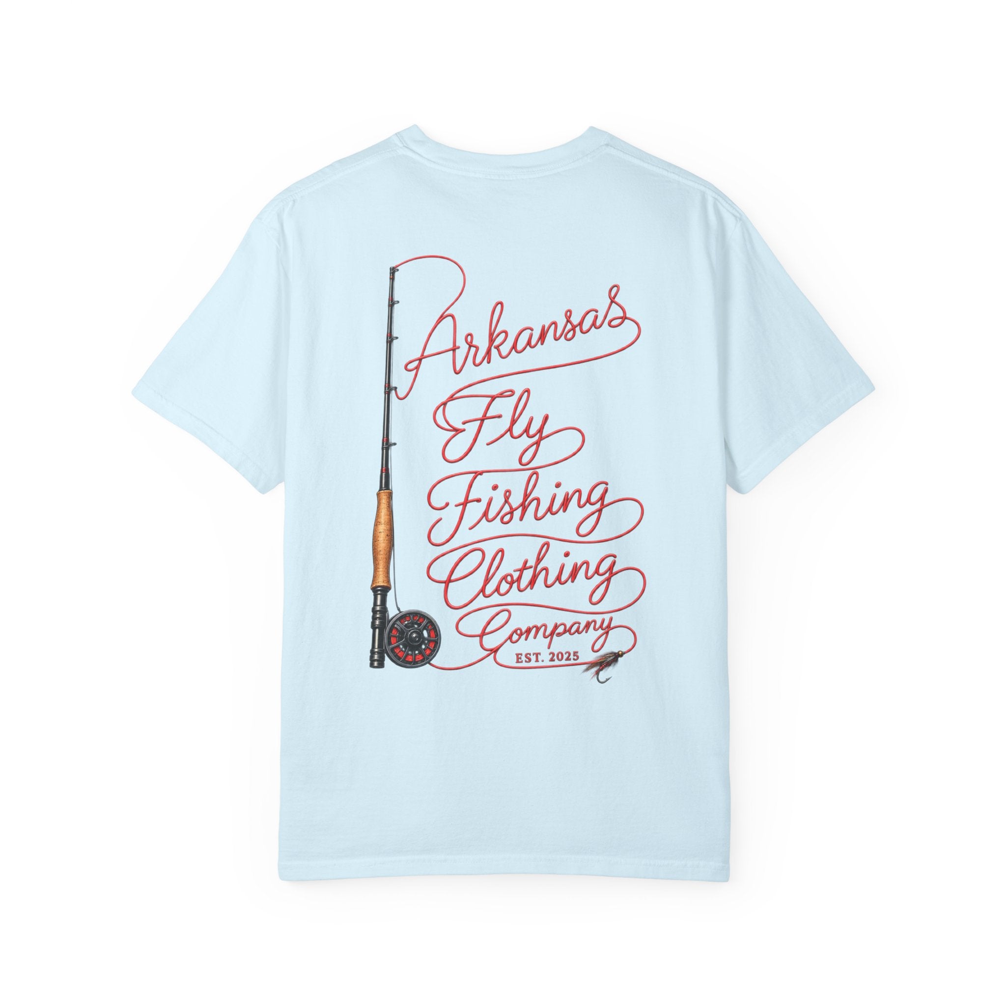 Arkansas Fly Fishing Clothing Company T-Shirt | Fly Rod Script Back Print