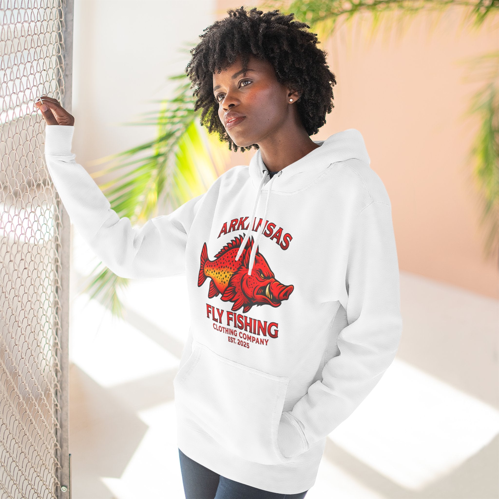 Arkansas Fly Fishing Clothing Company Logo Hoodie — Hog/Trout  Graphic Pullover
