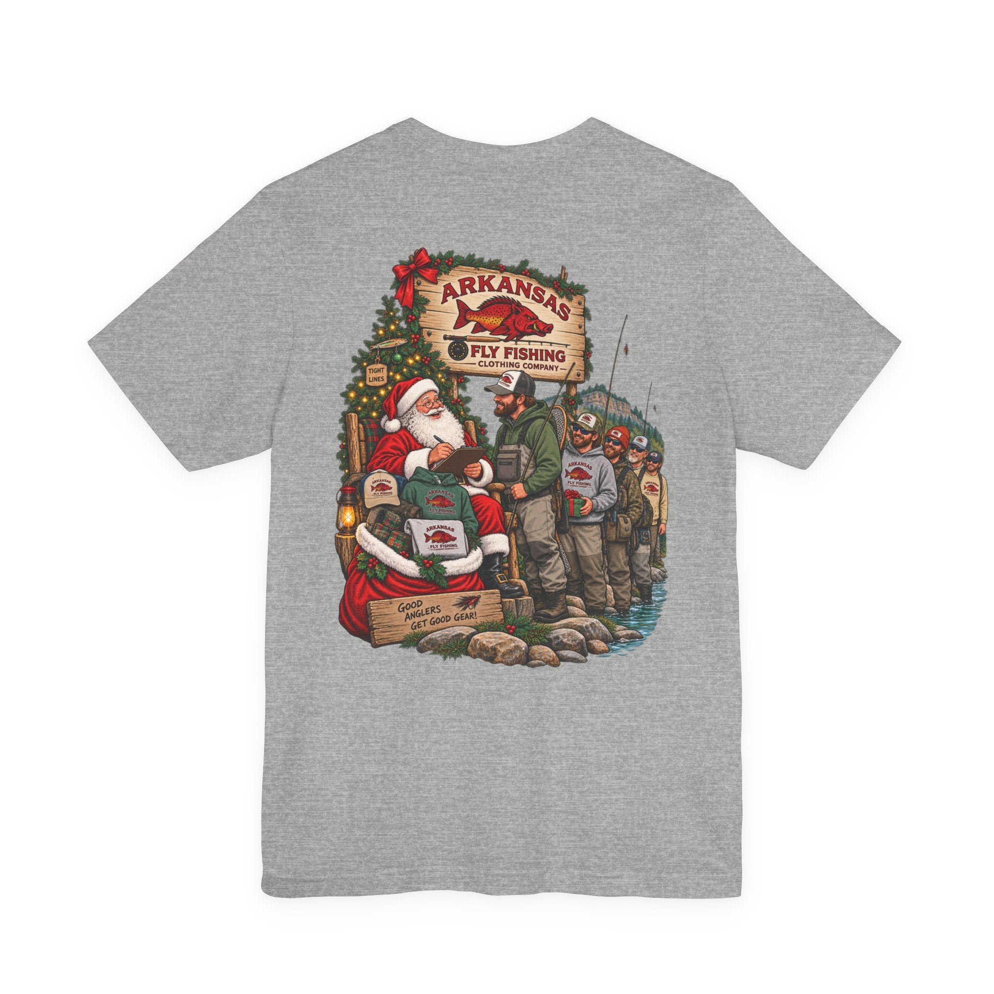 Athletic fit Runs Small AFFCC EST. 2025 Arkansas Fly Fishing Santa Christmas Tee