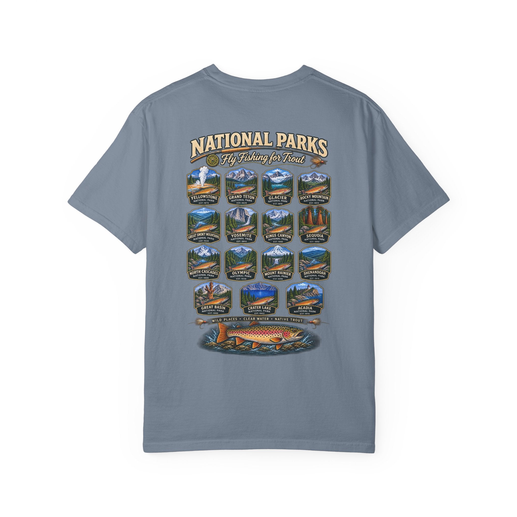 AFFCC National Parks Trout Roadtrip T‑Shirt — US Parks Vintage Design