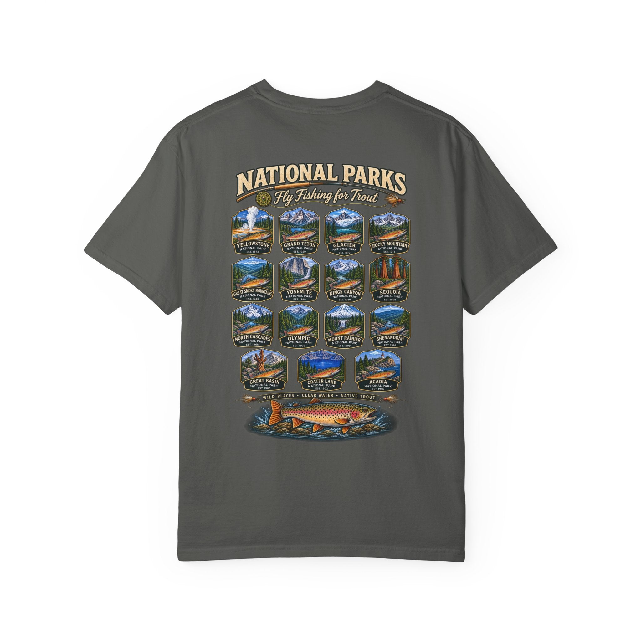 AFFCC National Parks Trout Roadtrip T‑Shirt — US Parks Vintage Design