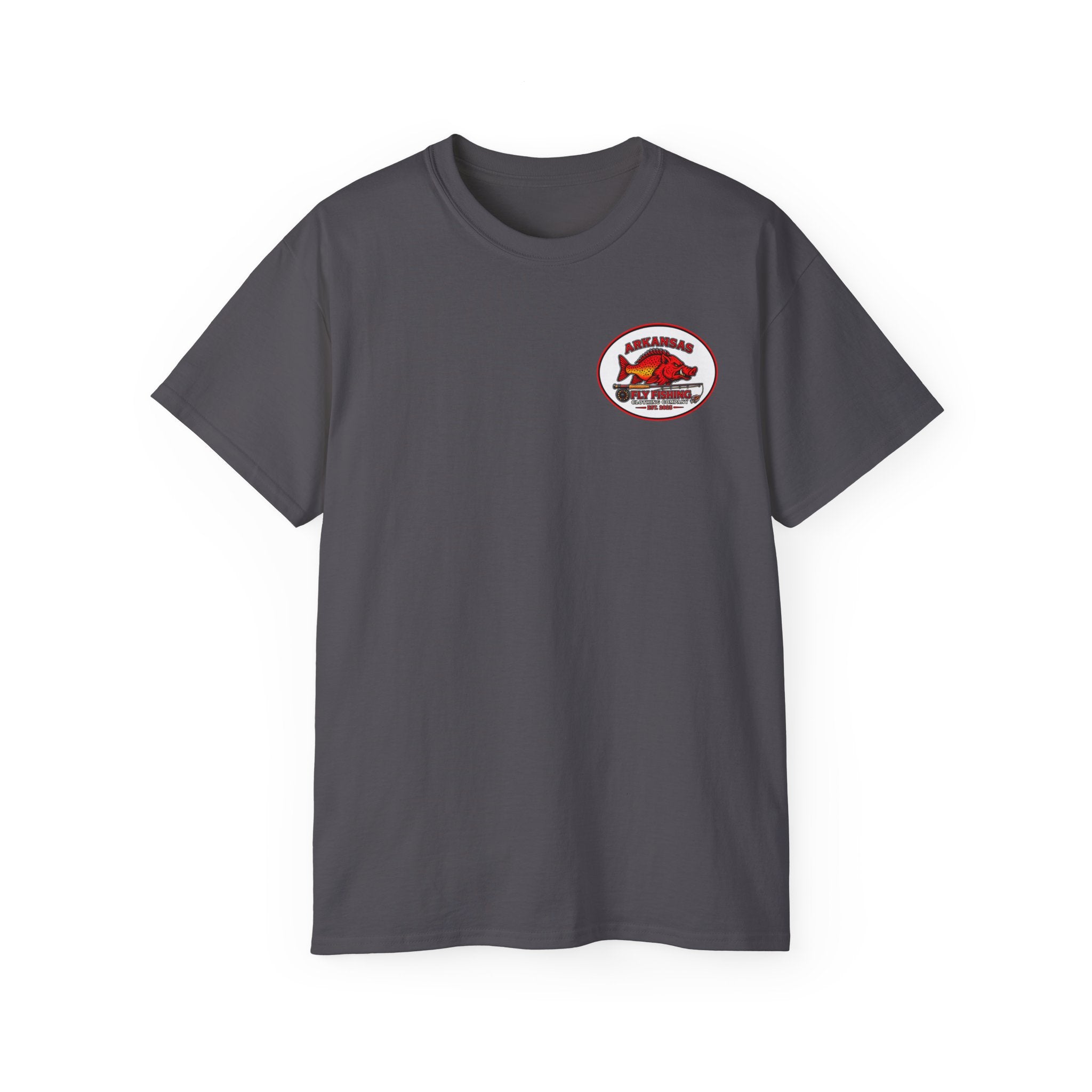 Arkansas Fly Fishing Clothing Company Square Graphic T-Shirt — Arkansas Clothing Company Vintage Fly Design