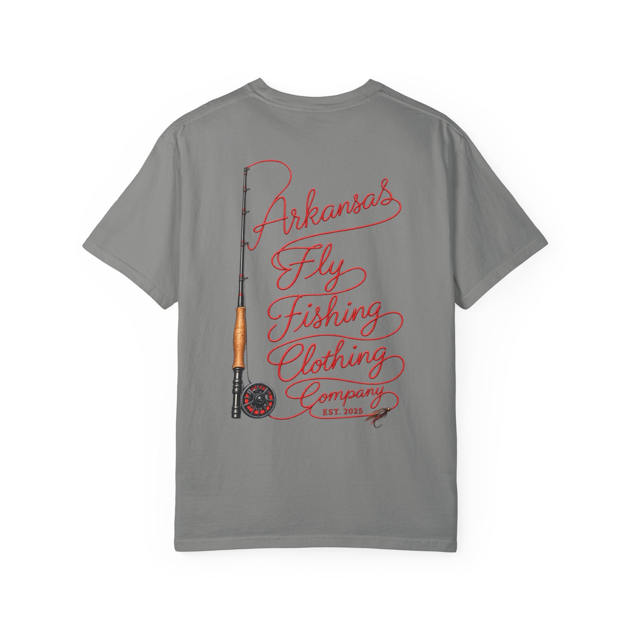 Arkansas Fly Fishing Clothing Company T-Shirt | Fly Rod Script Back Print