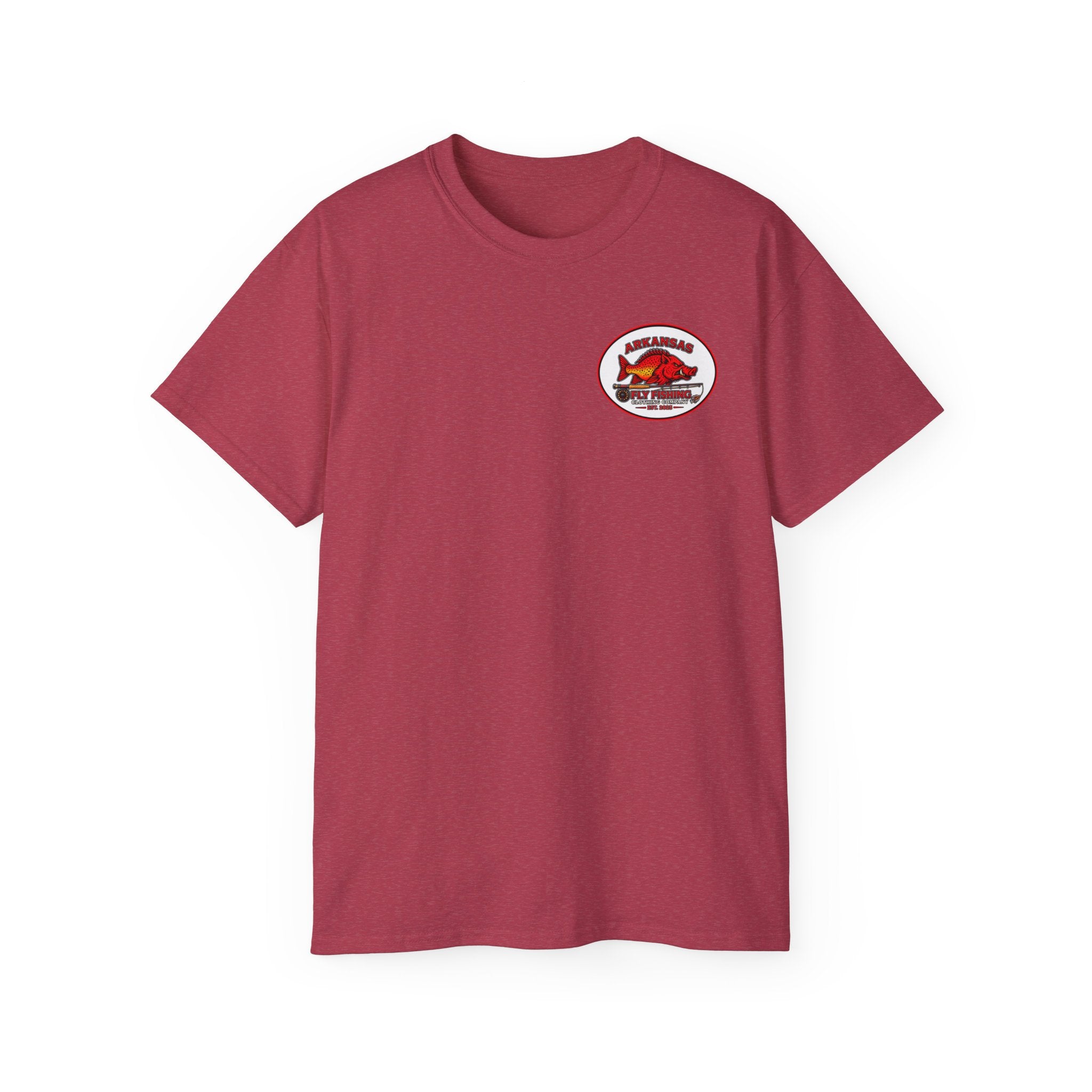 Arkansas Fly Fishing Clothing Company Square Graphic T-Shirt — Arkansas Clothing Company Vintage Fly Design
