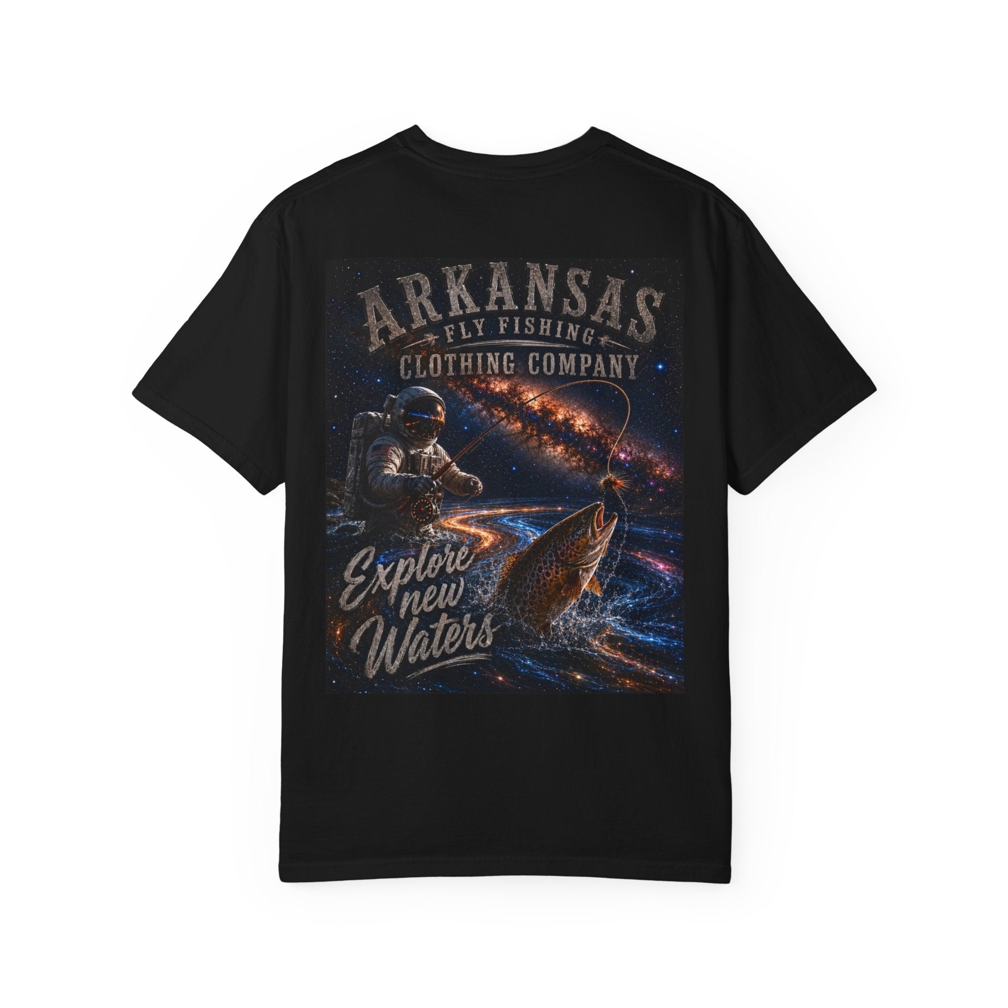 Astronaut Arkansas Fly Fishing Clothing Company T-Shirt — "Explore New Water" Graphic Tee