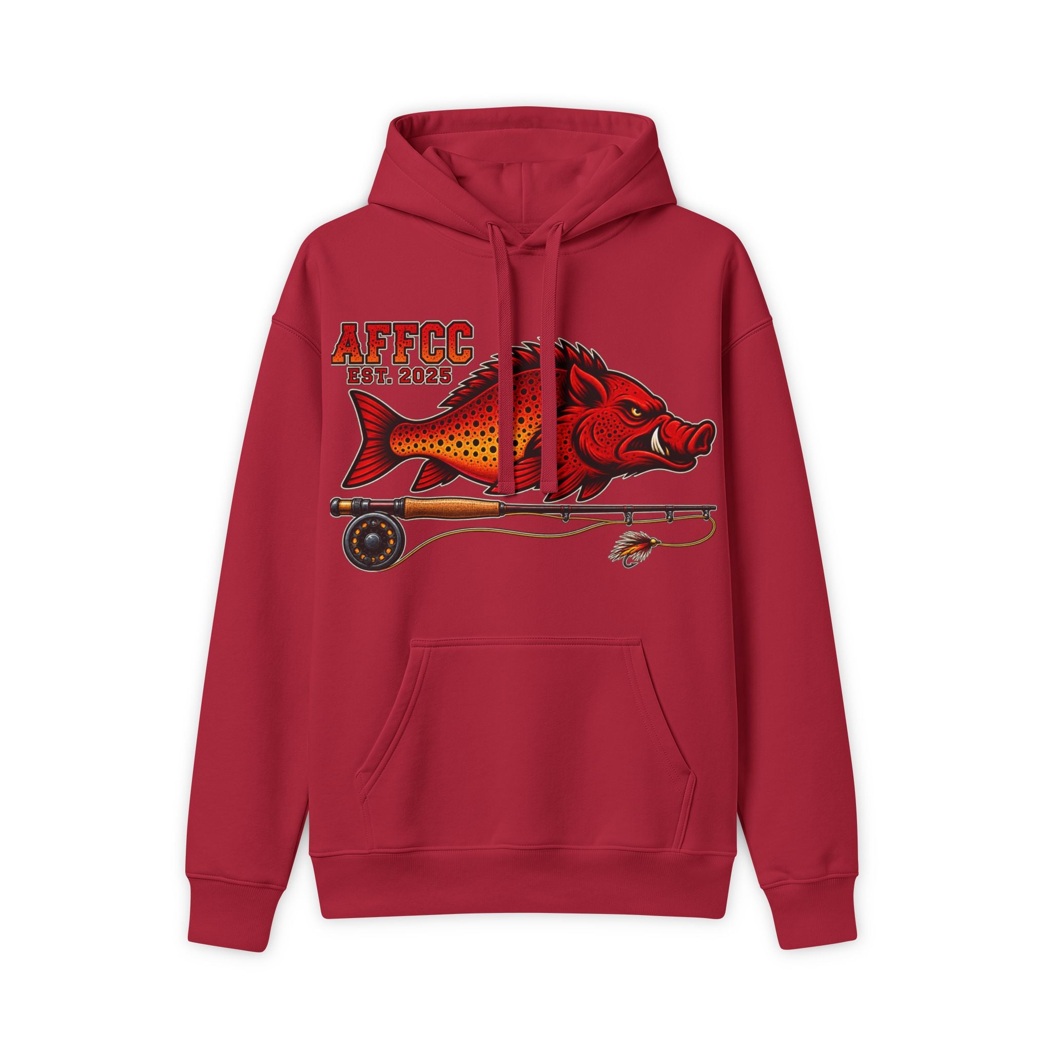 AFFCC Hog/Trout With Fly Rod Hoodie - AFCC Est. 2006 Fishing Graphic Pullover