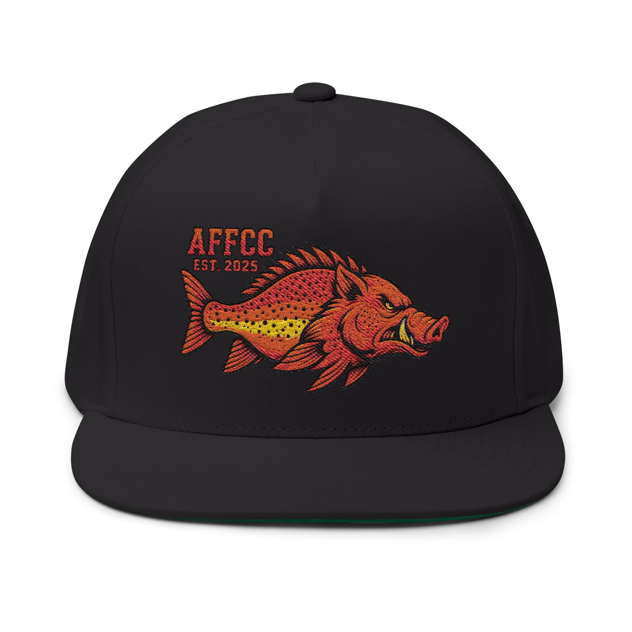 AFFCC Hog/Trout Embroidered Flat Bill Cap — AFCC Est. 2025 Snapback