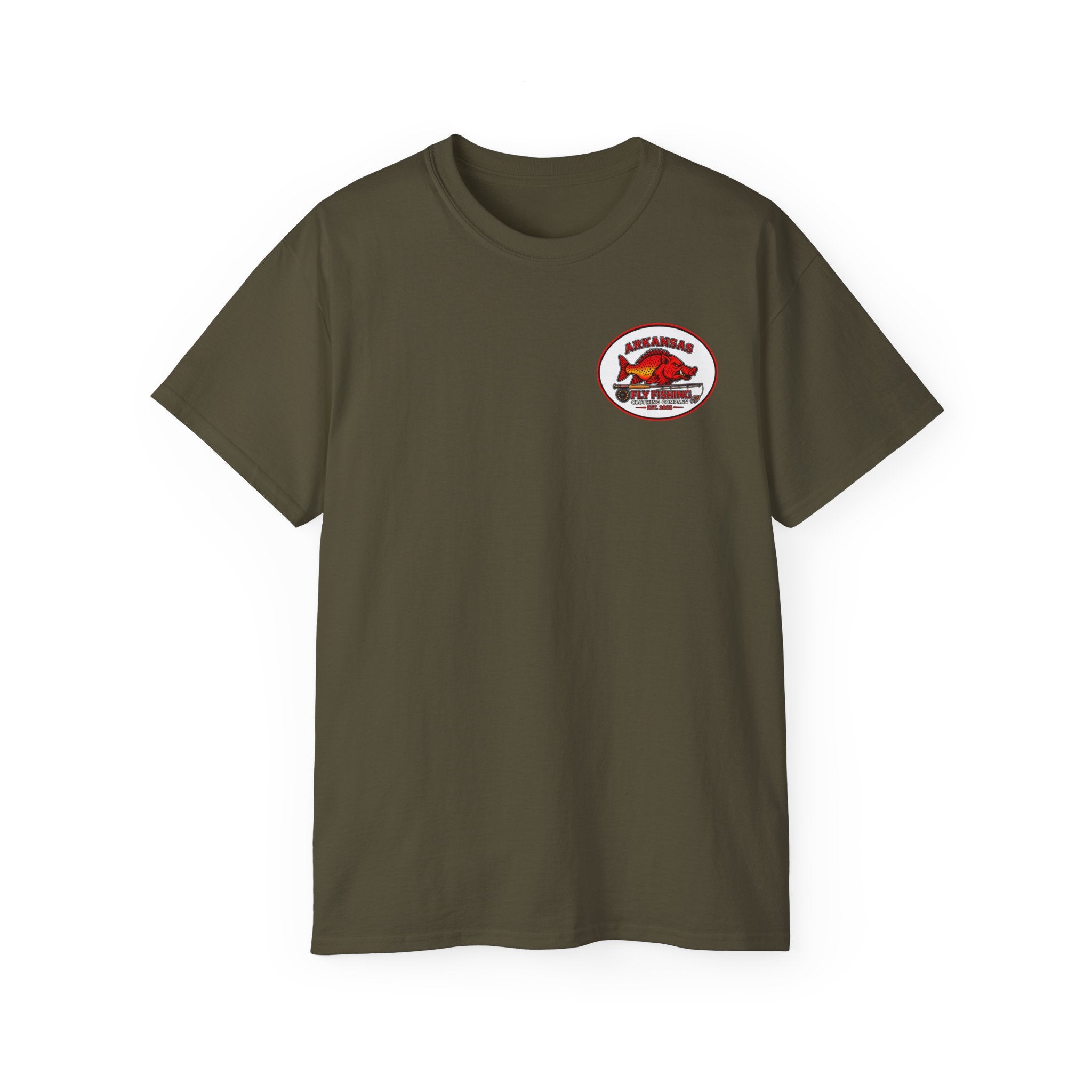 Arkansas Fly Fishing Clothing Company Square Graphic T-Shirt — Arkansas Clothing Company Vintage Fly Design