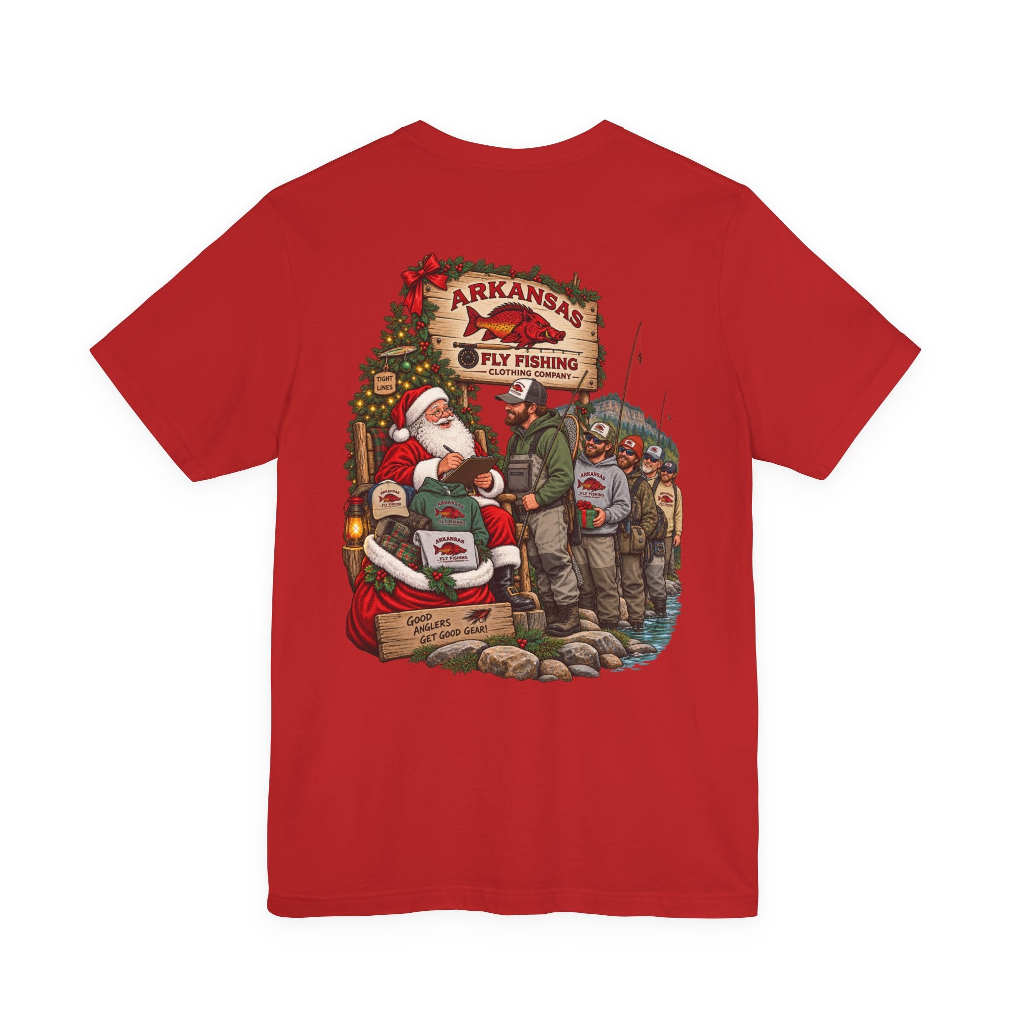 Athletic fit Runs Small AFFCC EST. 2025 Arkansas Fly Fishing Santa Christmas Tee