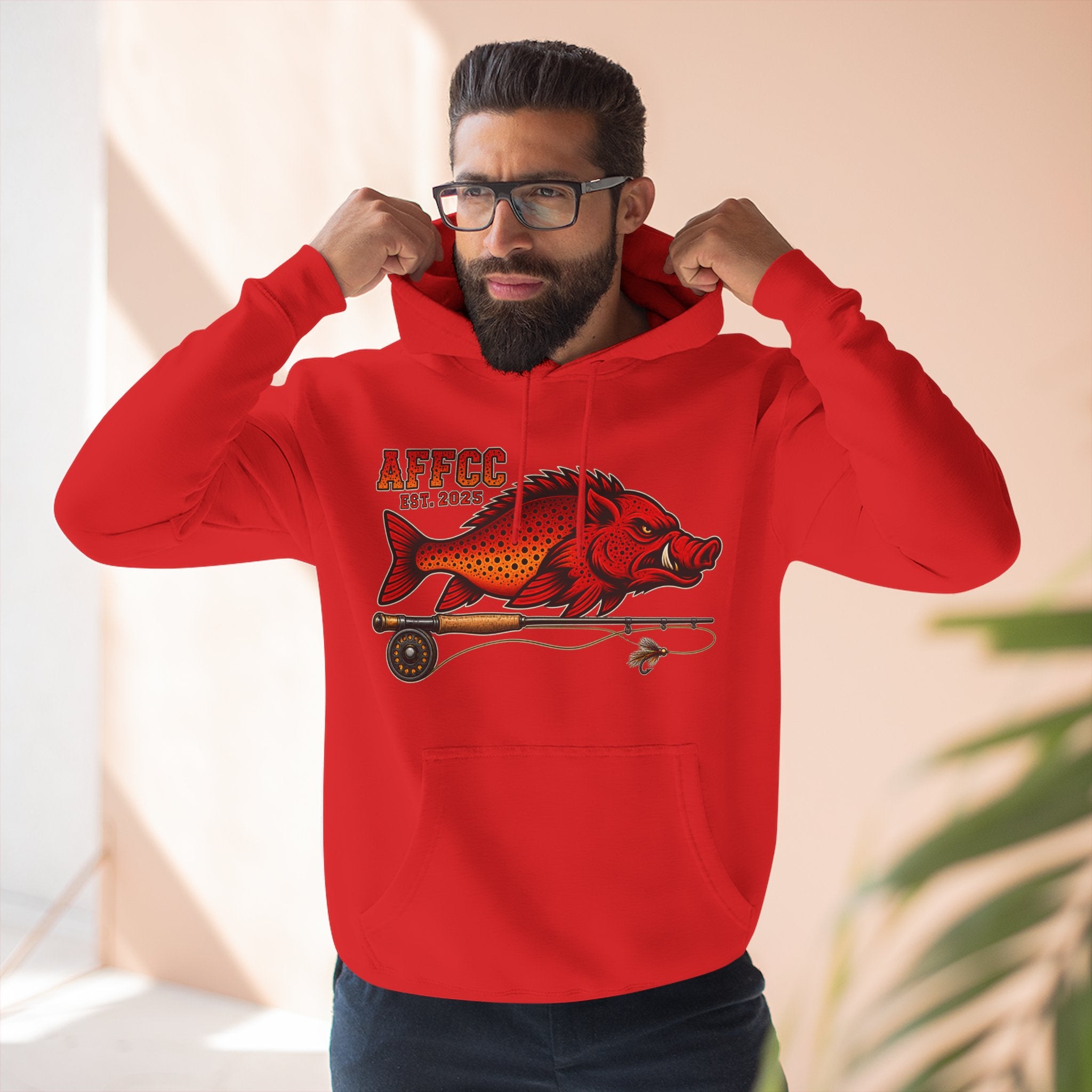 AFFCC Logo Hoodie — 'AFFCC' Hog/Trout Fly Rod Design