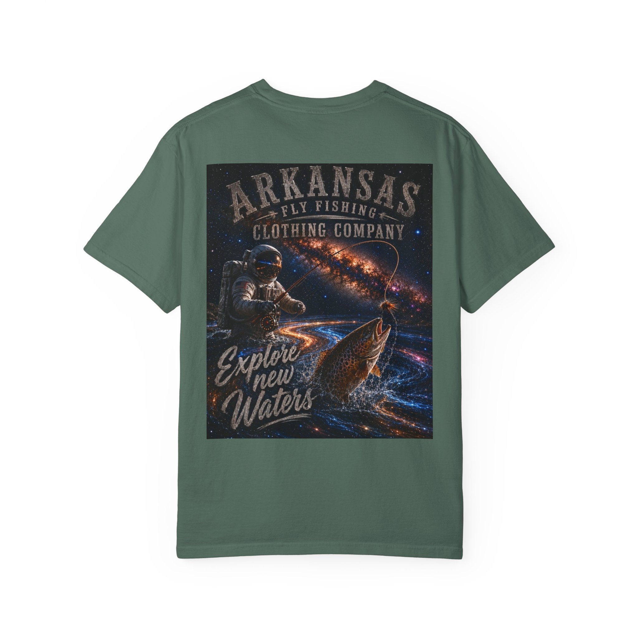 Astronaut Arkansas Fly Fishing Clothing Company T-Shirt — "Explore New Water" Graphic Tee