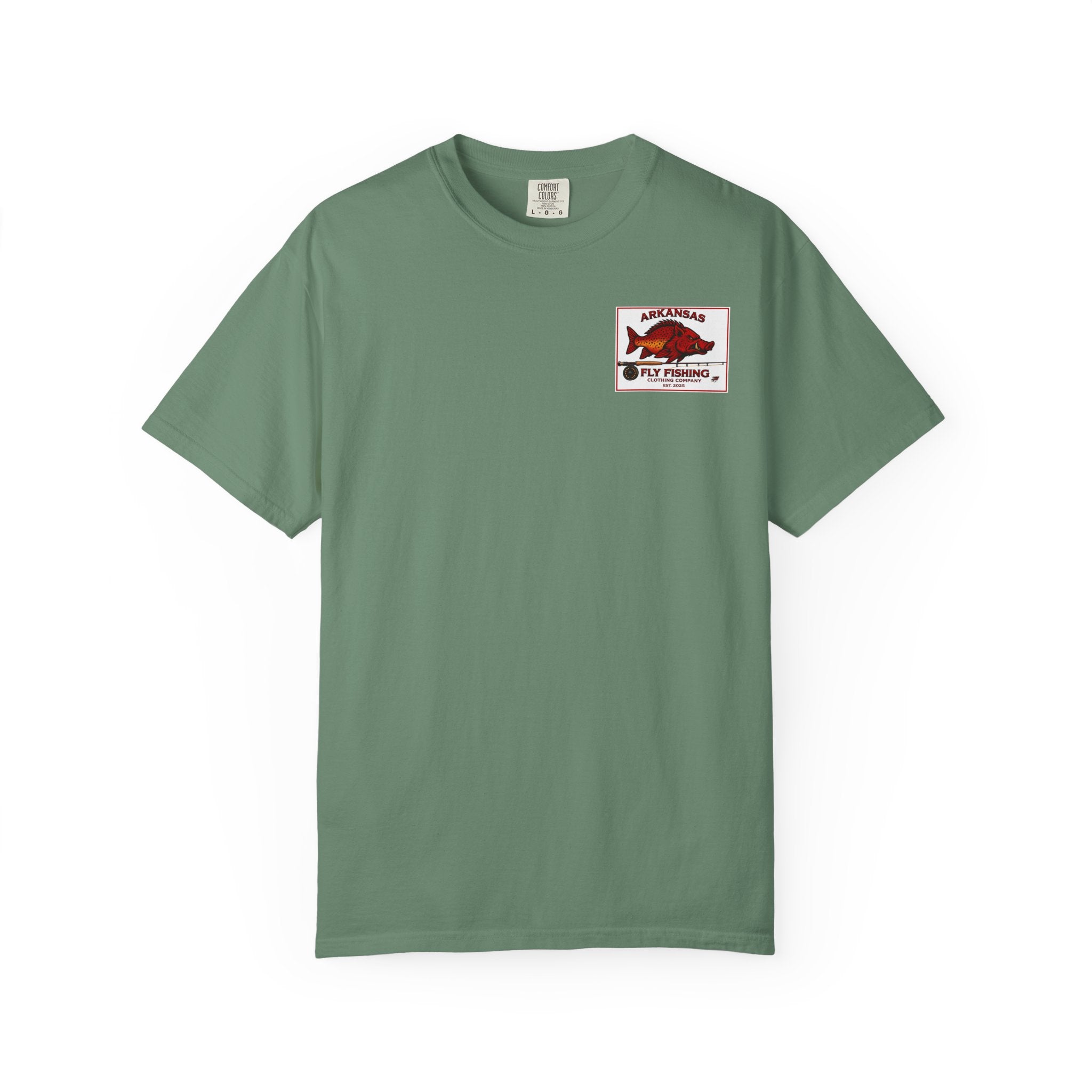AFFCC Vintage Hog/Trout Hybrid Patch T-Shirt | Small Chest Pocket Graphic/ Large Vintage Back Graphic
