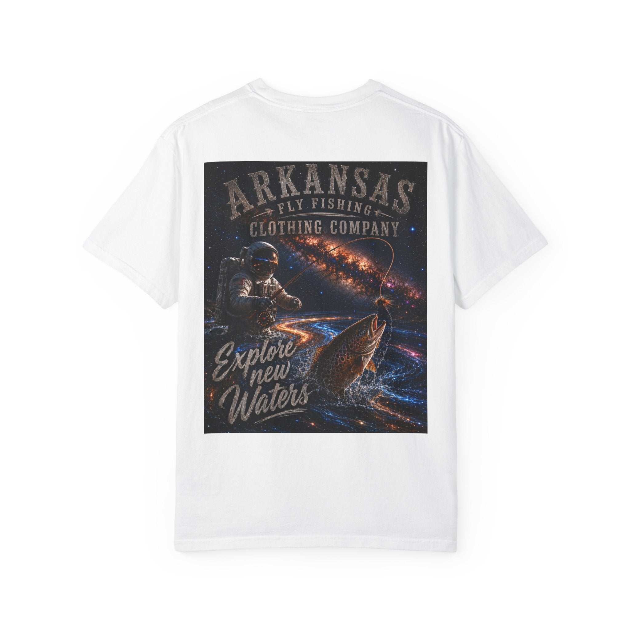 Astronaut Arkansas Fly Fishing Clothing Company T-Shirt — "Explore New Water" Graphic Tee