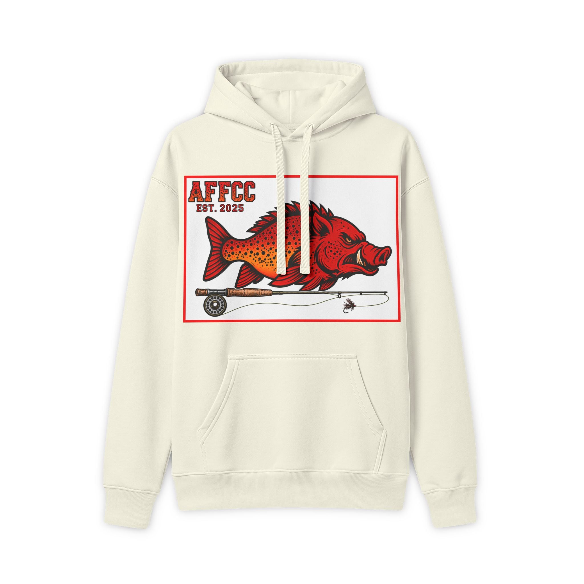 AFFCC FLY ROD LOGO Maxweight Hoodie — AFCC Est. 2025 Boar Skateboard Graphic Pullover