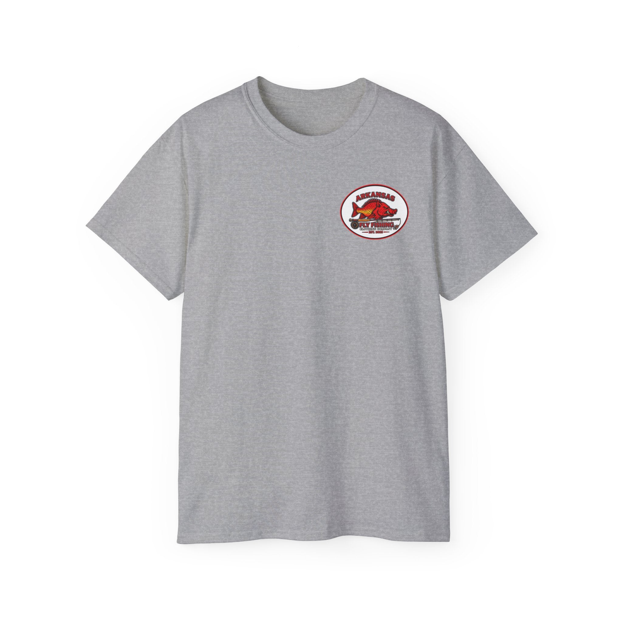 Arkansas Fly Fishing Clothing Company Square Graphic T-Shirt — Arkansas Clothing Company Vintage Fly Design