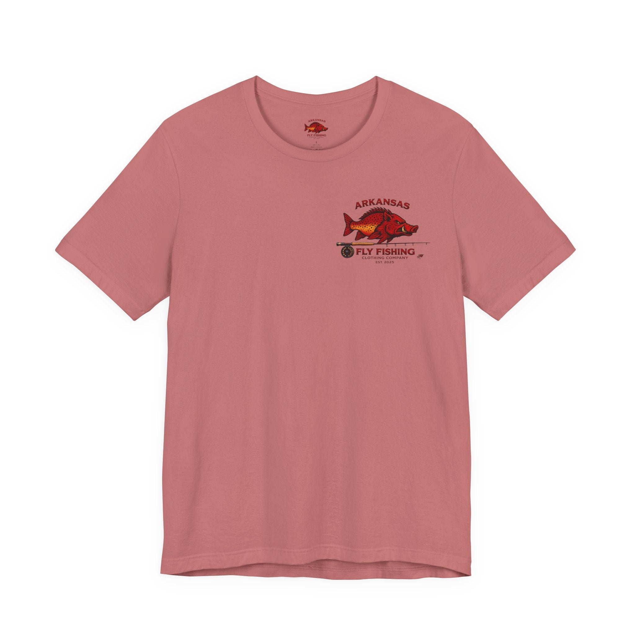 Athletic fit Runs Small AFFCC Arkansas Fly Fishing Tee – Brown Trout Graphic Short Sleeve Shirt