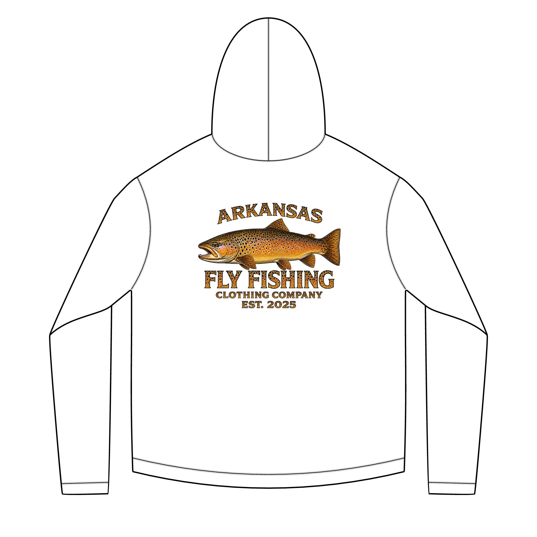 AFFCC Brown Trout DTG Print Sun Hoodie — AFFCC Trout Graphic Sun Hoodie Pullover