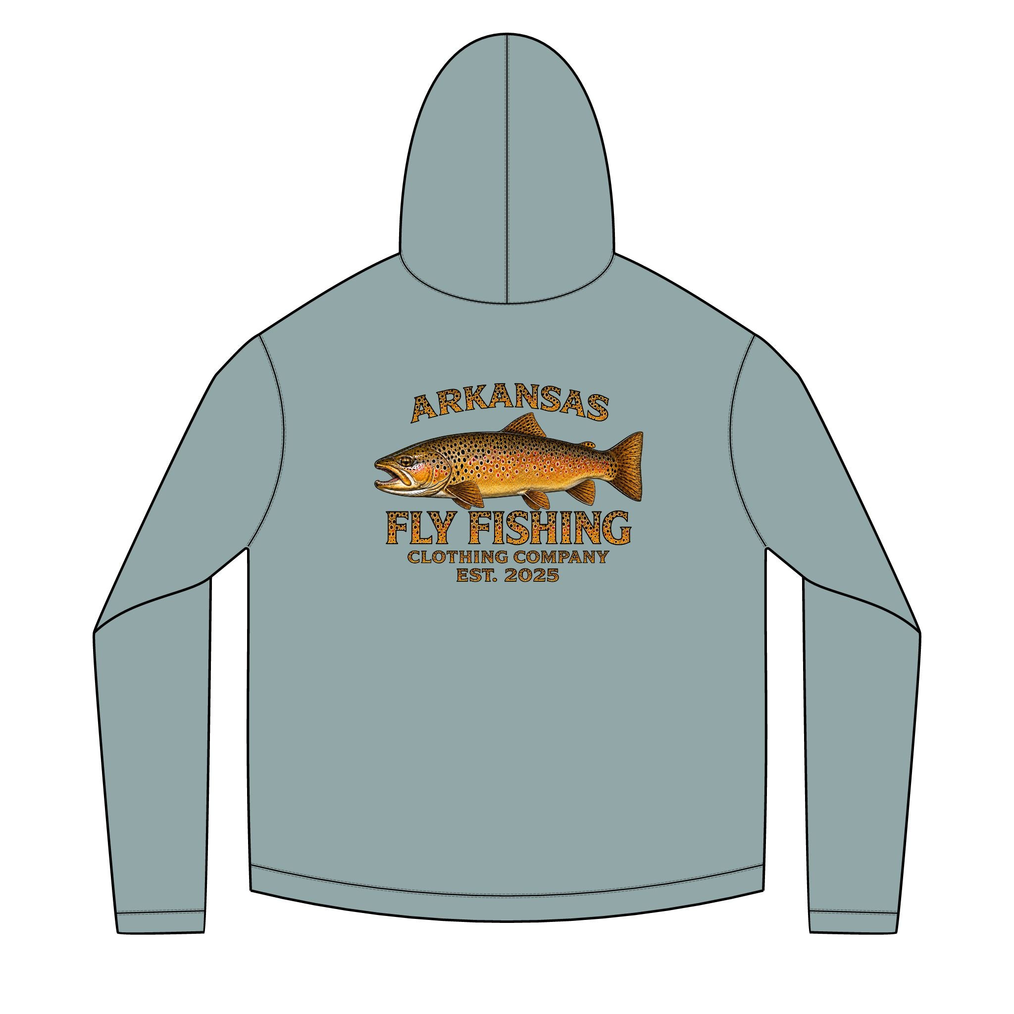 AFFCC Brown Trout DTG Print Sun Hoodie — AFFCC Trout Graphic Sun Hoodie Pullover