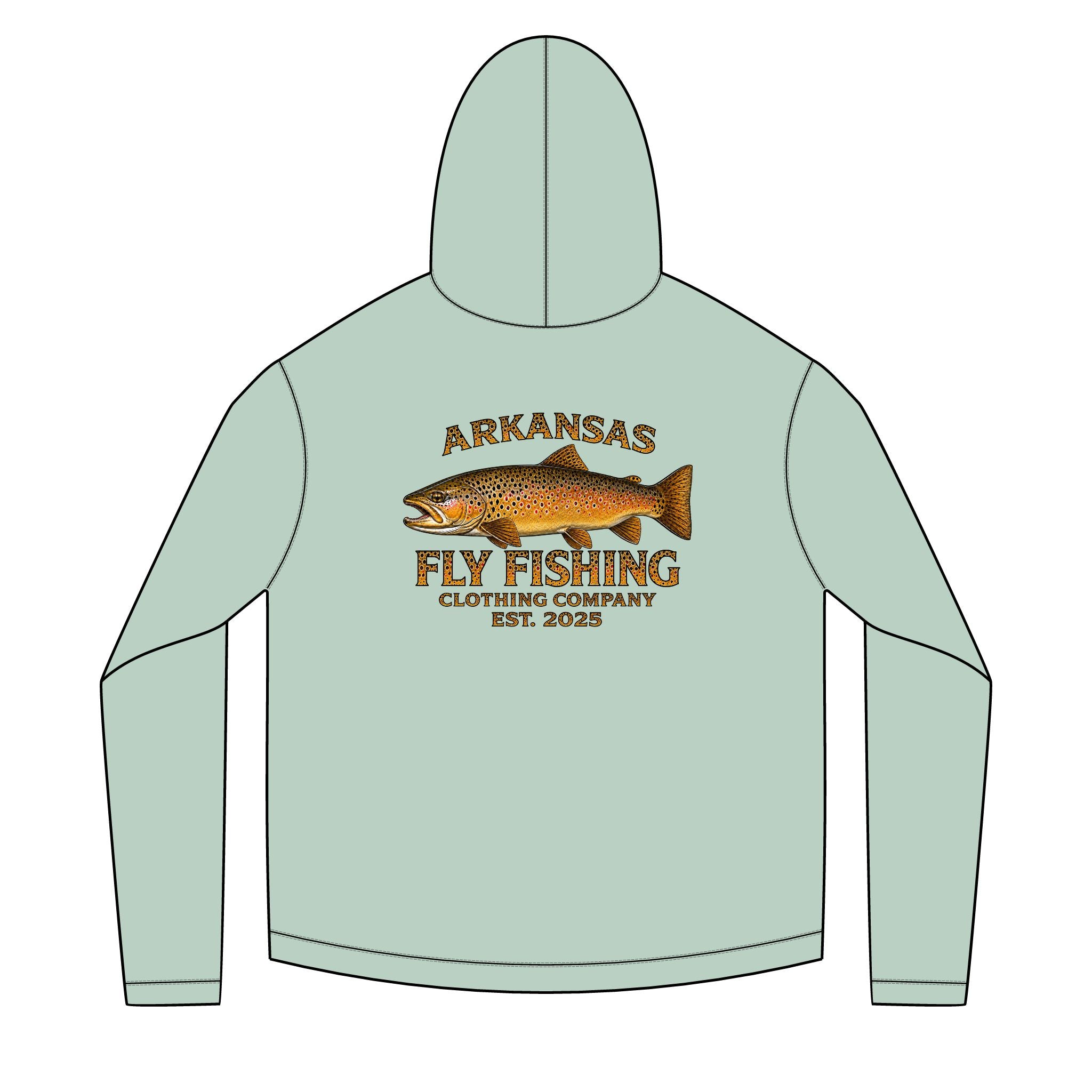 AFFCC Brown Trout DTG Print Sun Hoodie — AFFCC Trout Graphic Sun Hoodie Pullover
