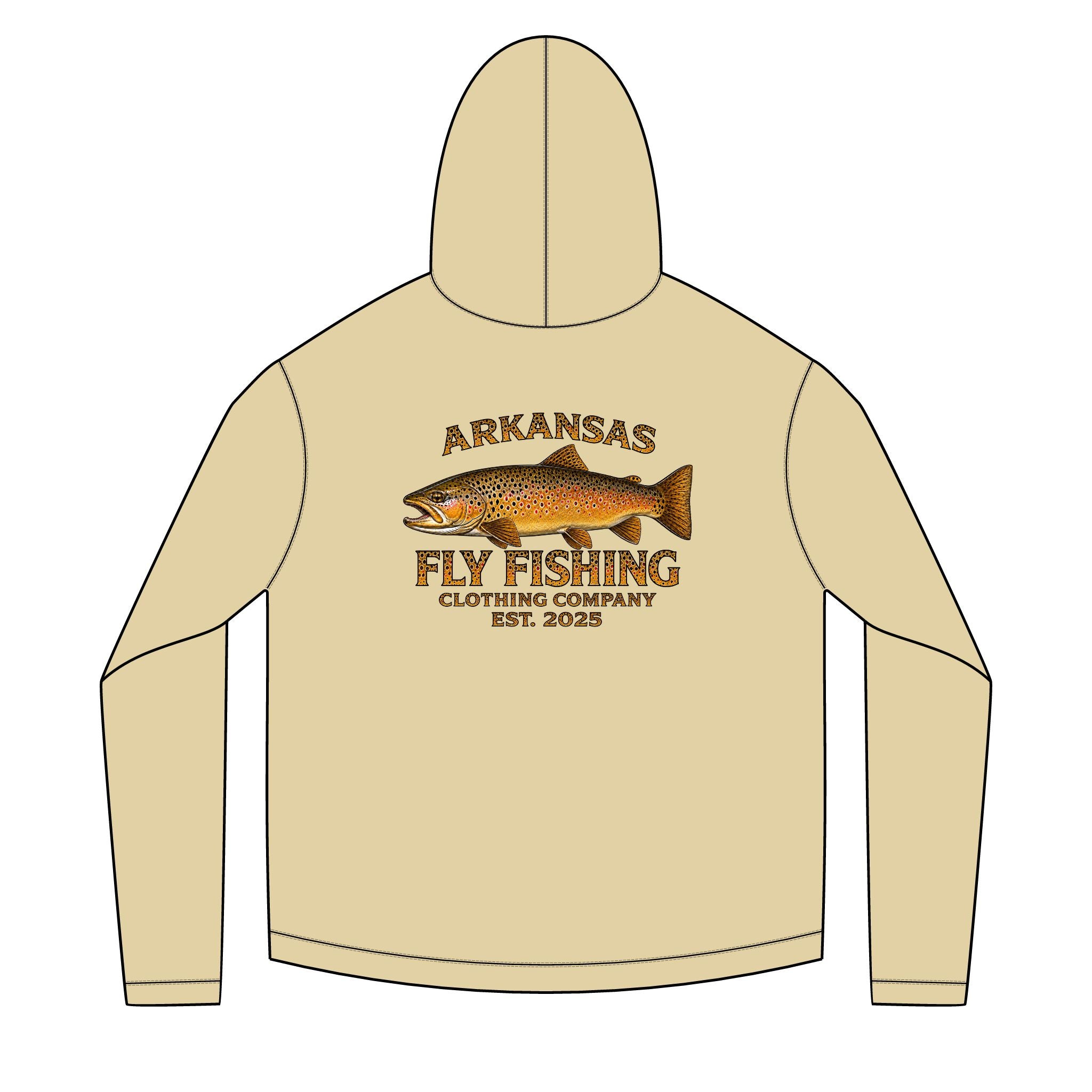 AFFCC Brown Trout DTG Print Sun Hoodie — AFFCC Trout Graphic Sun Hoodie Pullover
