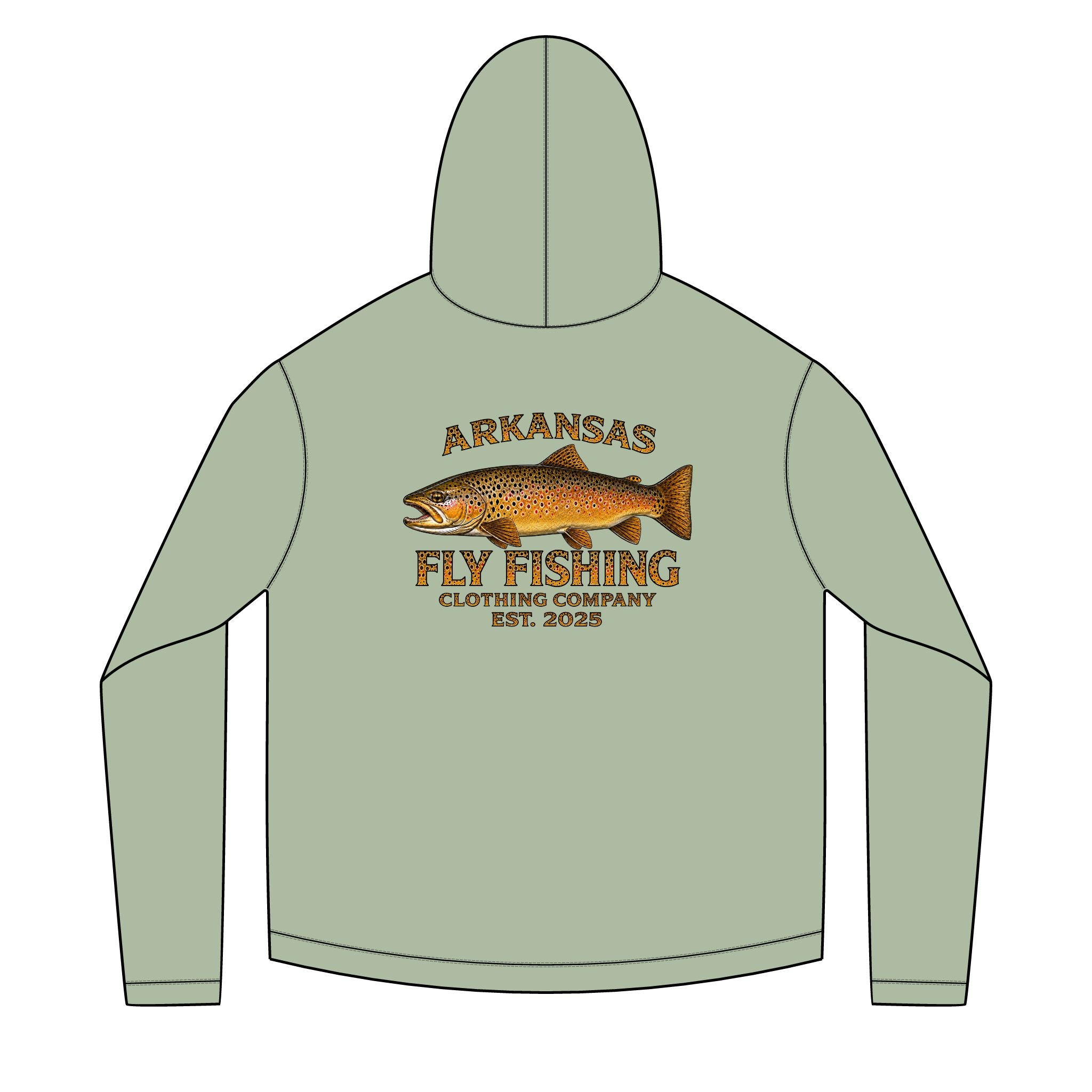 AFFCC Brown Trout DTG Print Sun Hoodie — AFFCC Trout Graphic Sun Hoodie Pullover