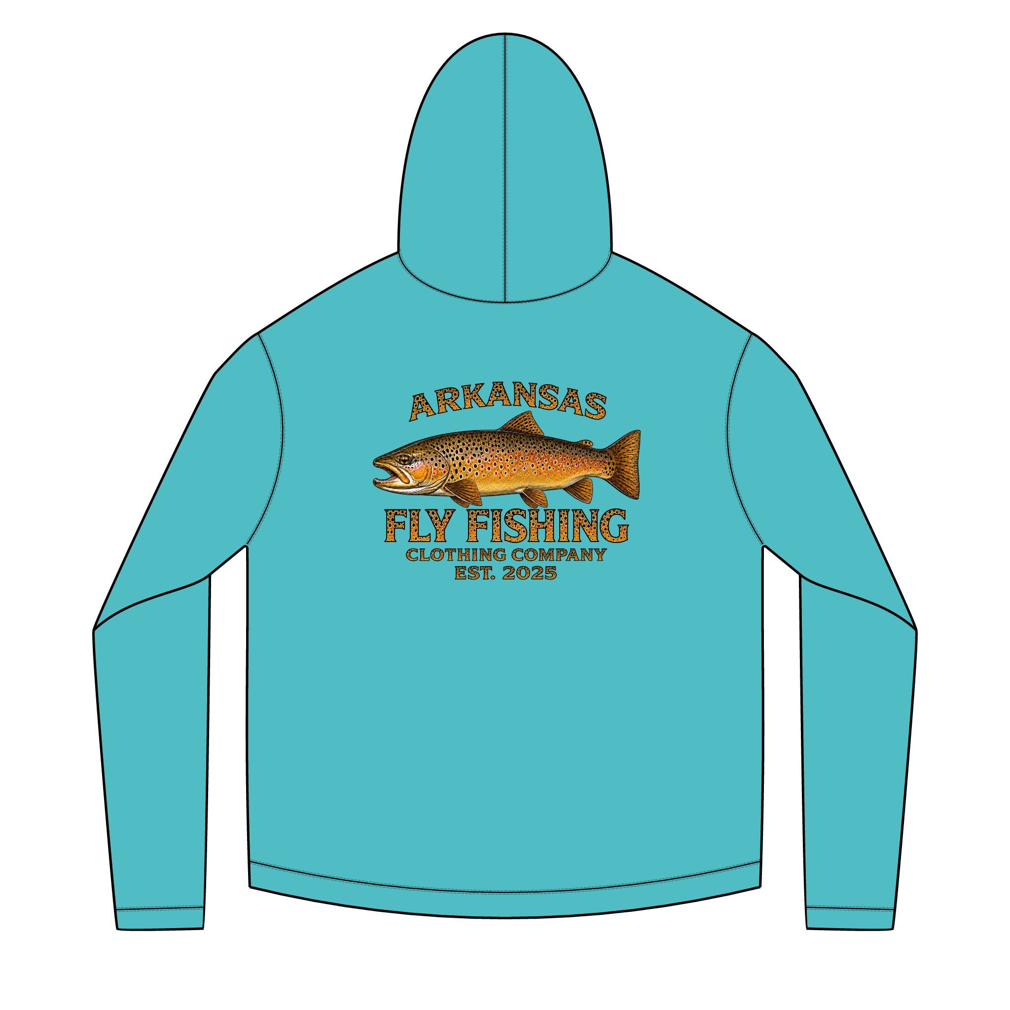 AFFCC Brown Trout DTG Print Sun Hoodie — AFFCC Trout Graphic Sun Hoodie Pullover