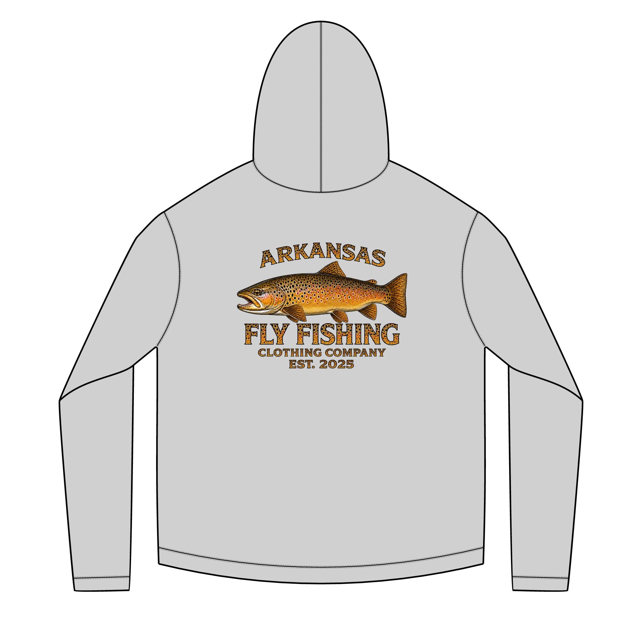 AFFCC Brown Trout DTG Print Sun Hoodie — AFFCC Trout Graphic Sun Hoodie Pullover