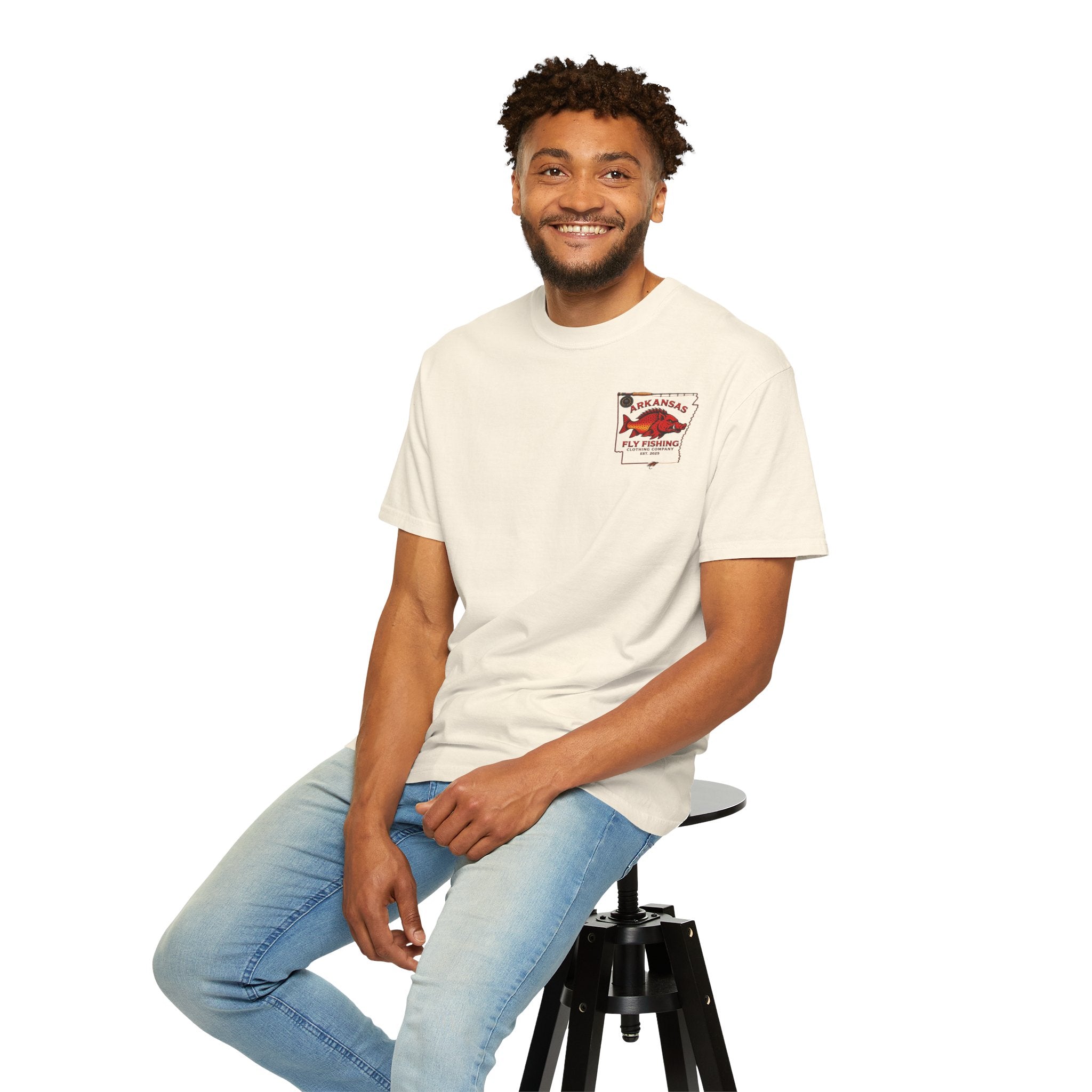 Arkansas Fly Fishing Clothing Company T-Shirt | Fly Rod Script Back Print