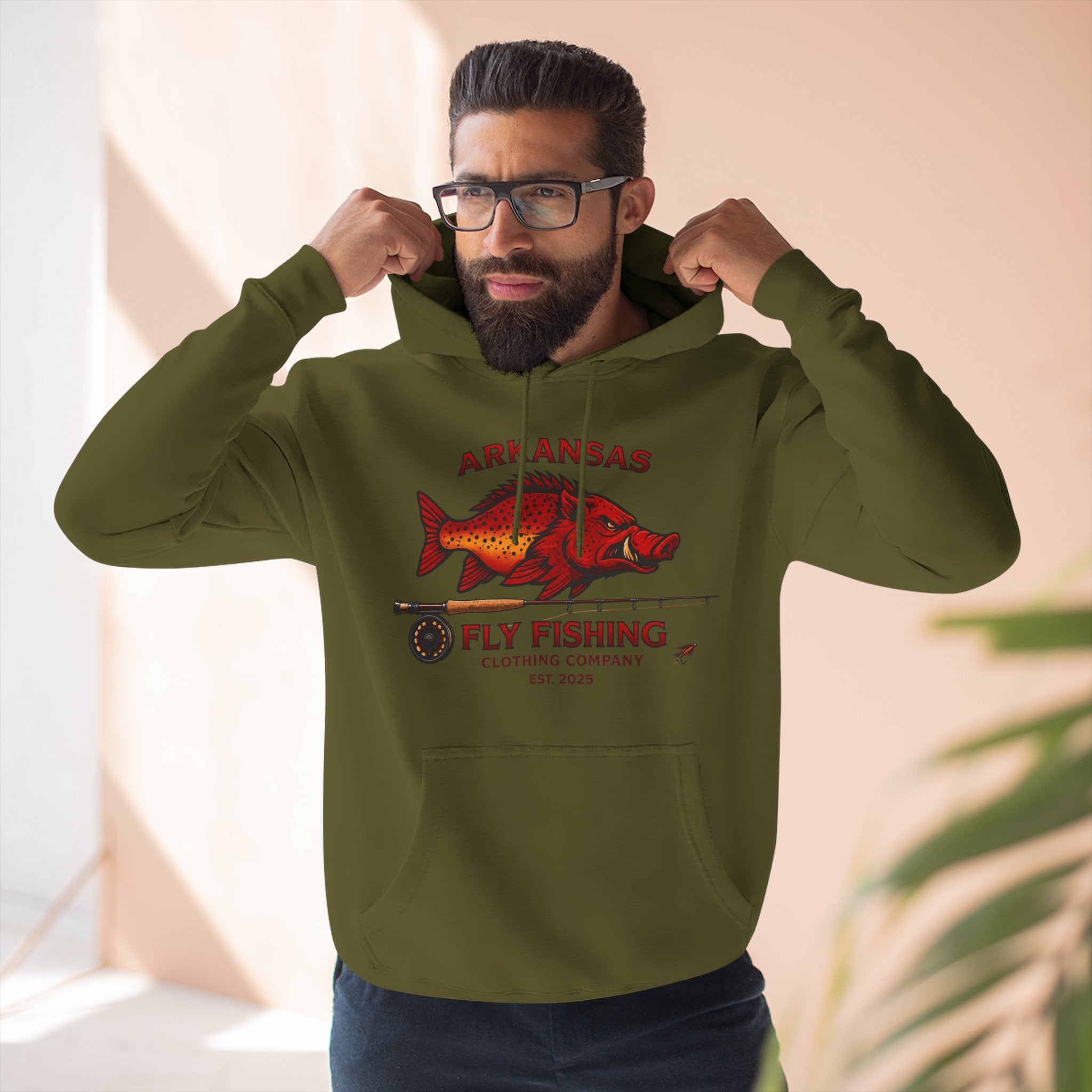 Arkansas Fly Fishing Clothing Company Hoodie — Vintage Trout Graphic Pullover