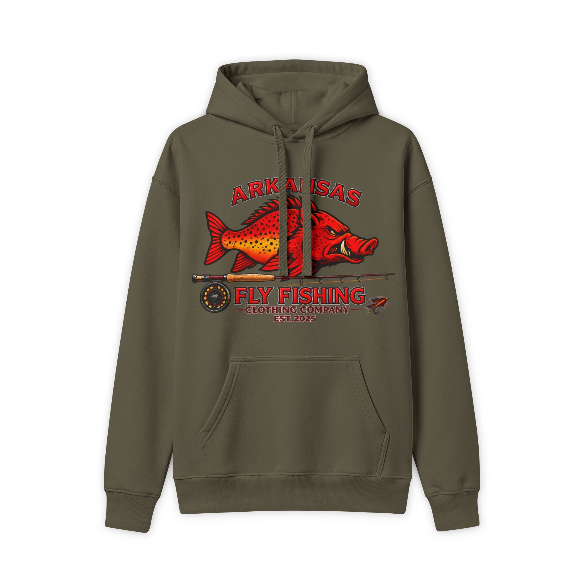 Arkansas Fly Fishing Clothing Company Hoodie – Vintage Hog/Trout Graphic Pullover