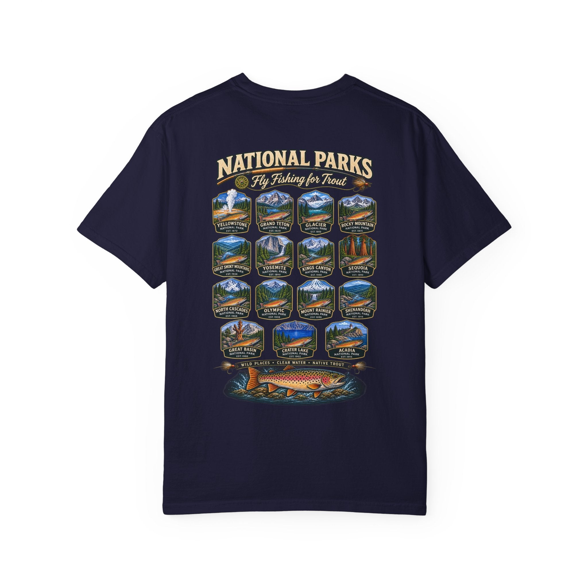 AFFCC National Parks Trout Roadtrip T‑Shirt — US Parks Vintage Design