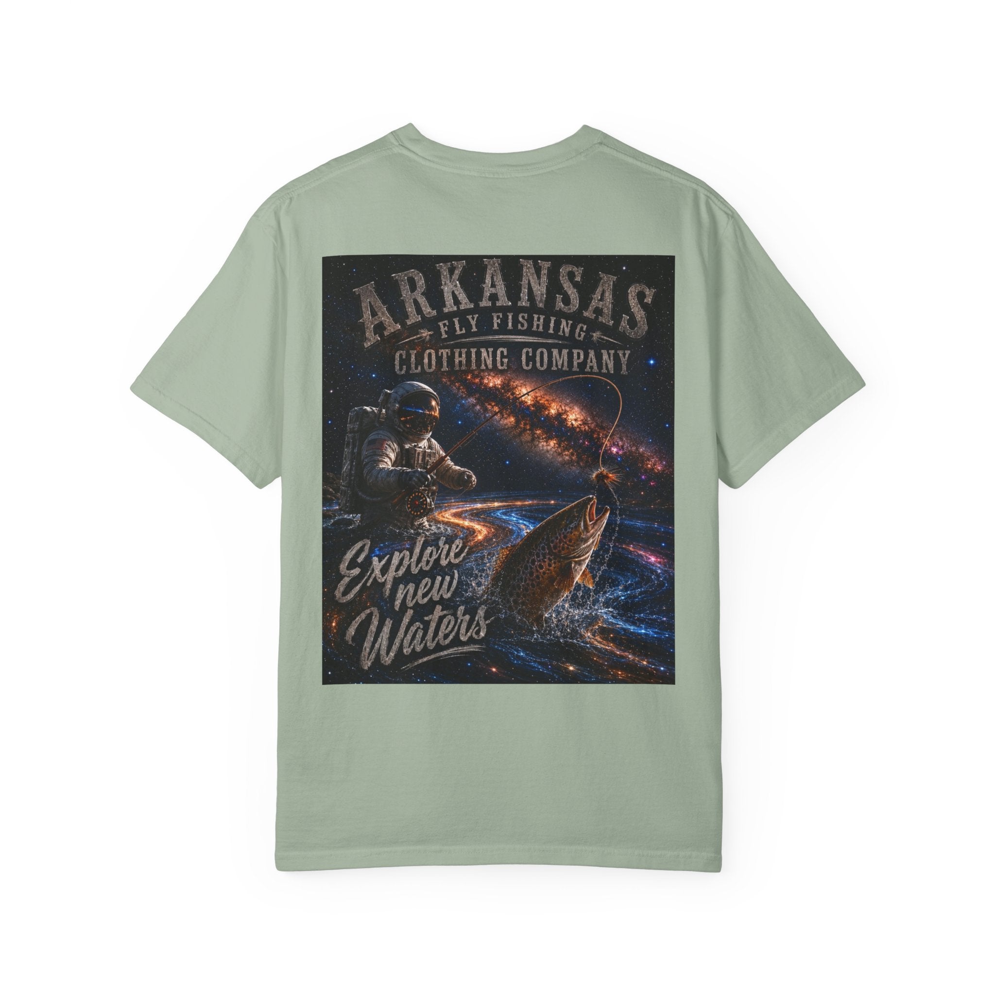 Astronaut Arkansas Fly Fishing Clothing Company T-Shirt — "Explore New Water" Graphic Tee