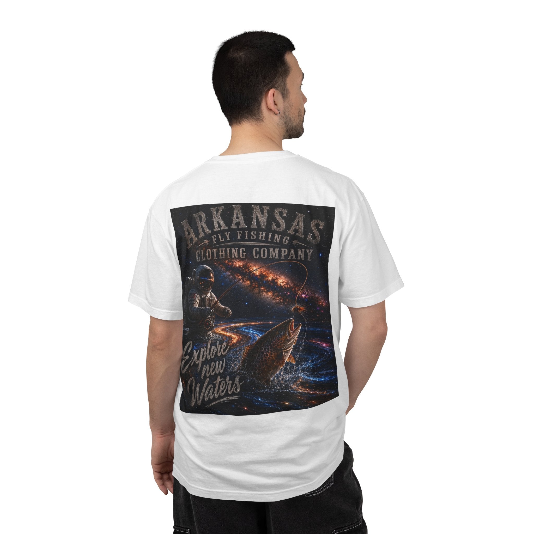 Astronaut Arkansas Fly Fishing Clothing Company T-Shirt — "Explore New Water" Graphic Tee