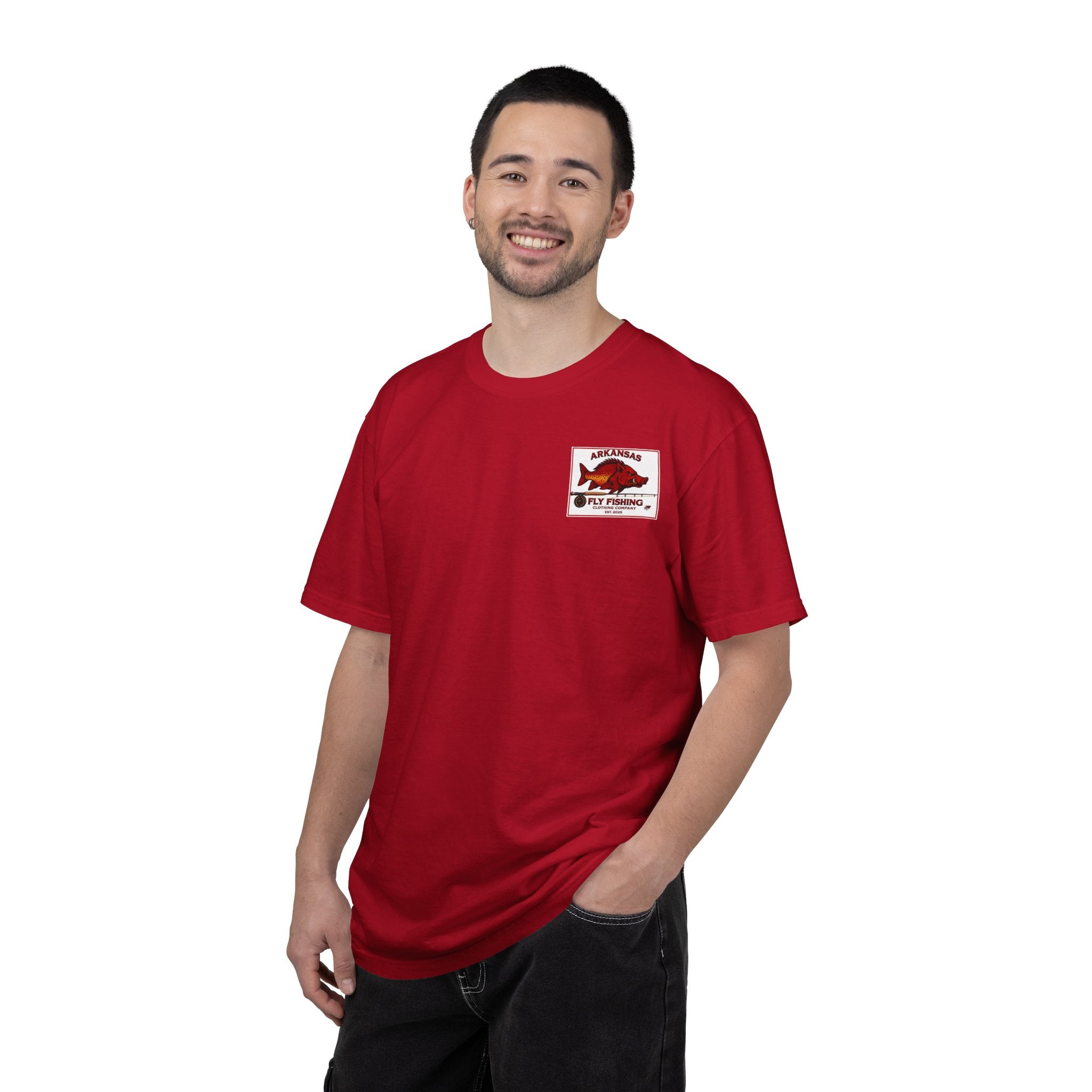 AFFCC Vintage Hog/Trout Hybrid Patch T-Shirt | Small Chest Pocket Graphic/ Large Vintage Back Graphic