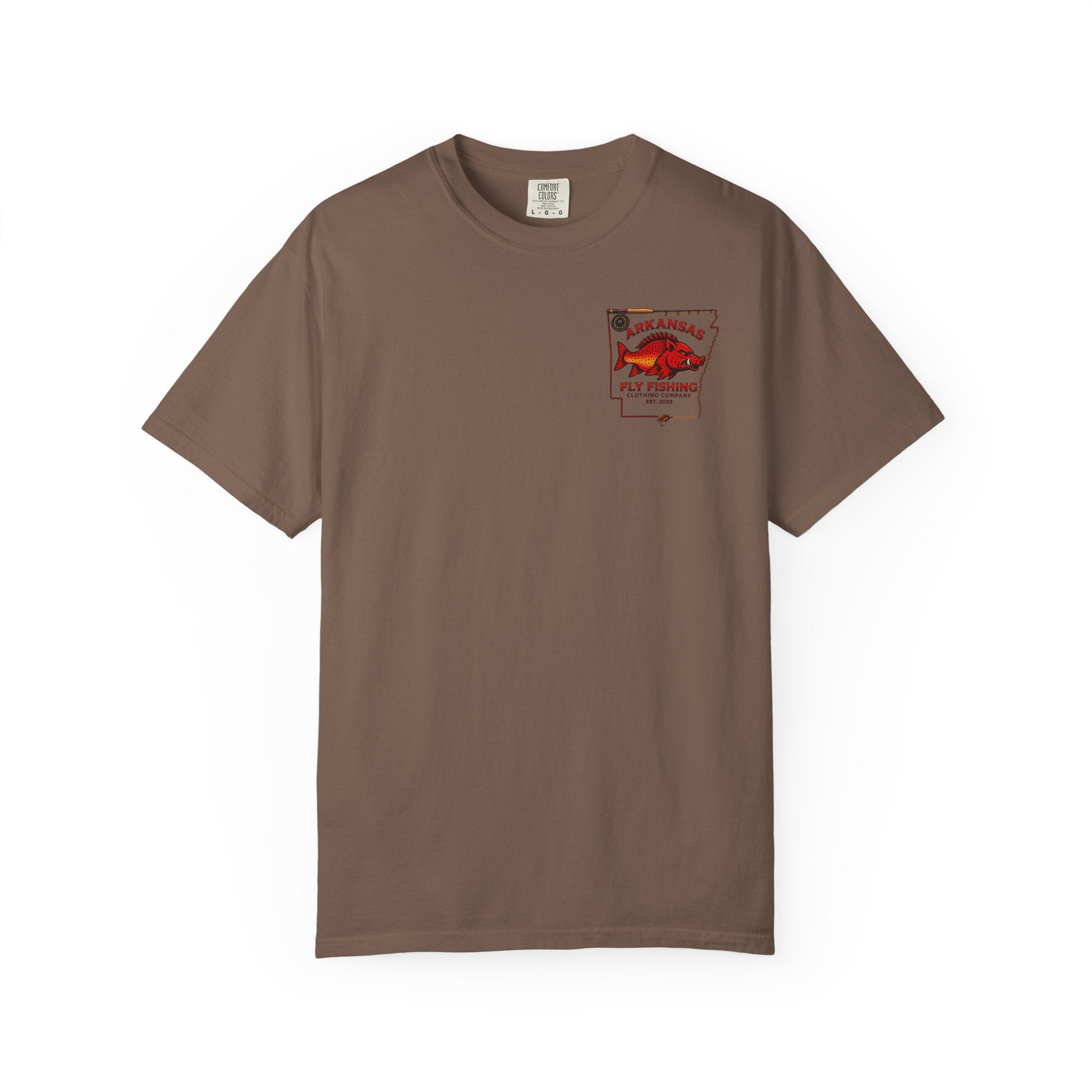 Arkansas Fly Fishing Clothing Company T-Shirt | Fly Rod Script Back Print