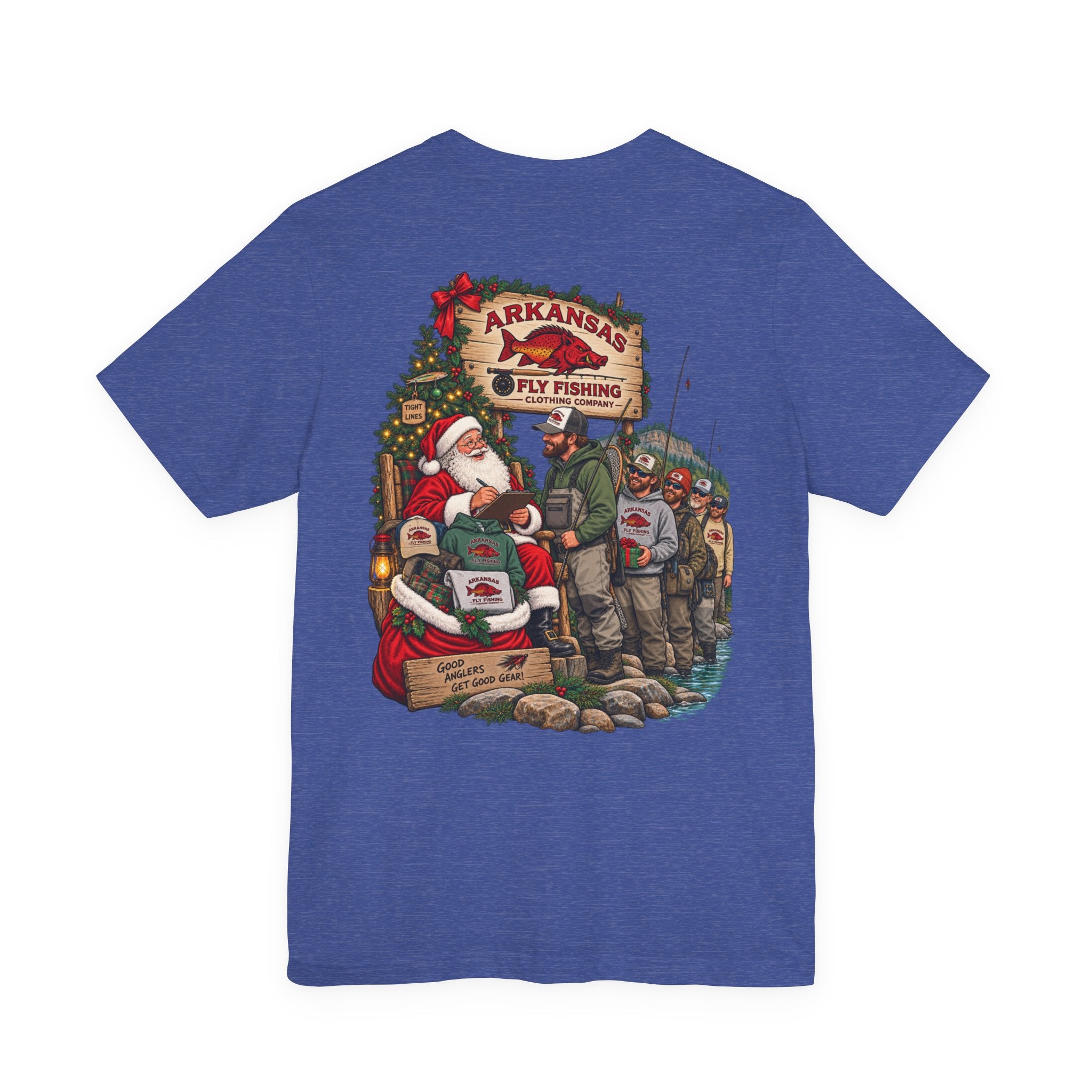 Athletic fit Runs Small AFFCC EST. 2025 Arkansas Fly Fishing Santa Christmas Tee