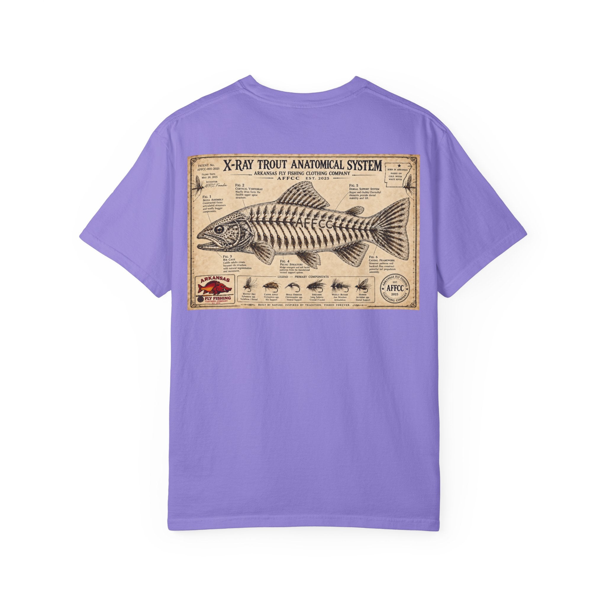 Arkansas Fly Fishing Clothing Company T-Shirt — X-Ray Trout Anatomy Graphic