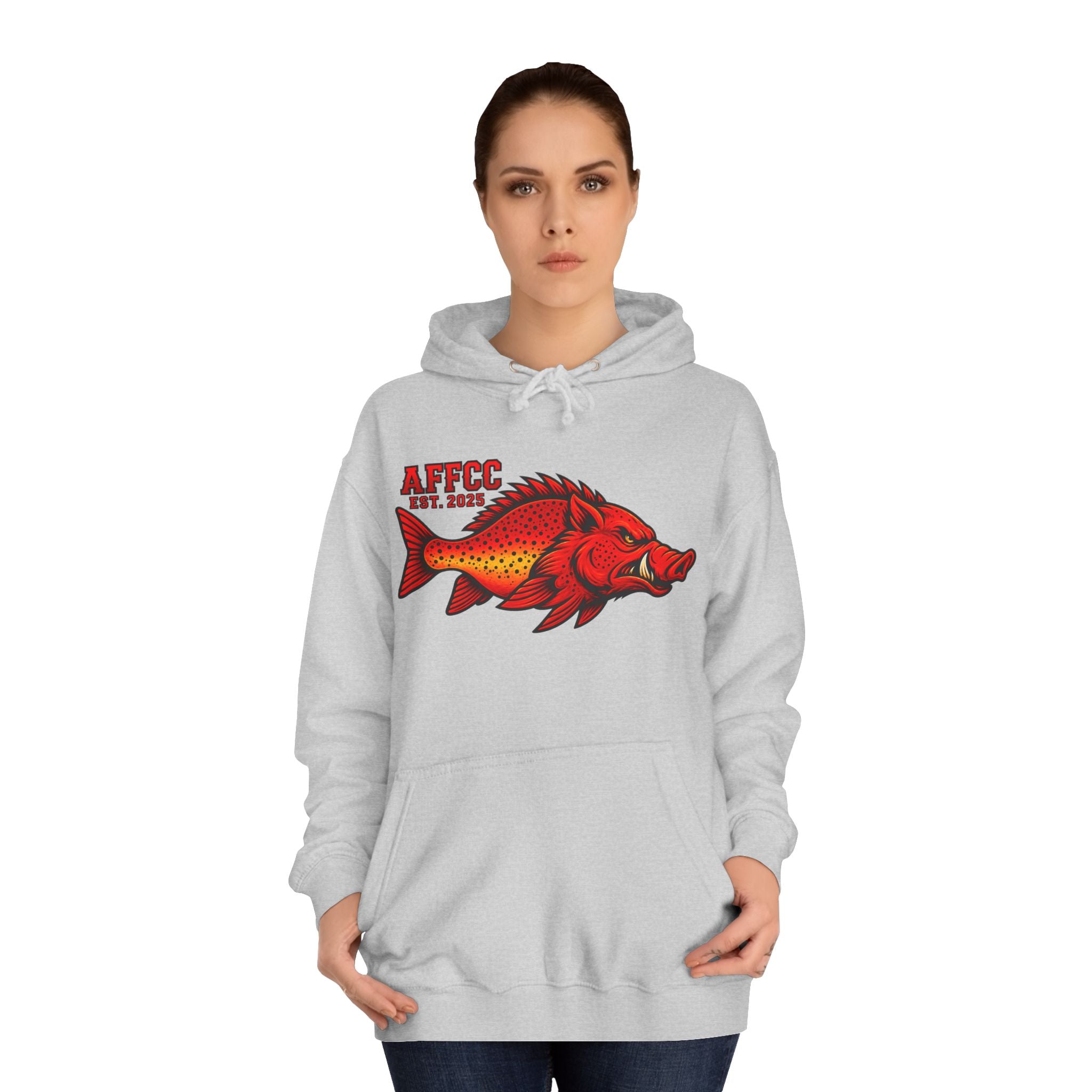 AFFCC Logo Hoodie — Red Hog/Trout "AFFCC Est. 2025"