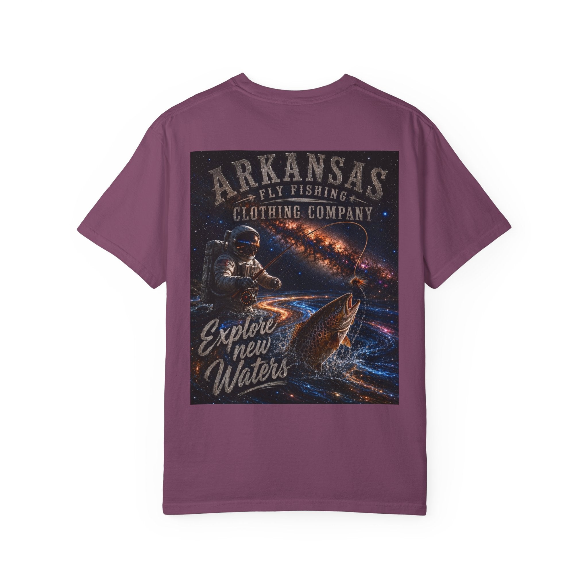 Astronaut Arkansas Fly Fishing Clothing Company T-Shirt — "Explore New Water" Graphic Tee