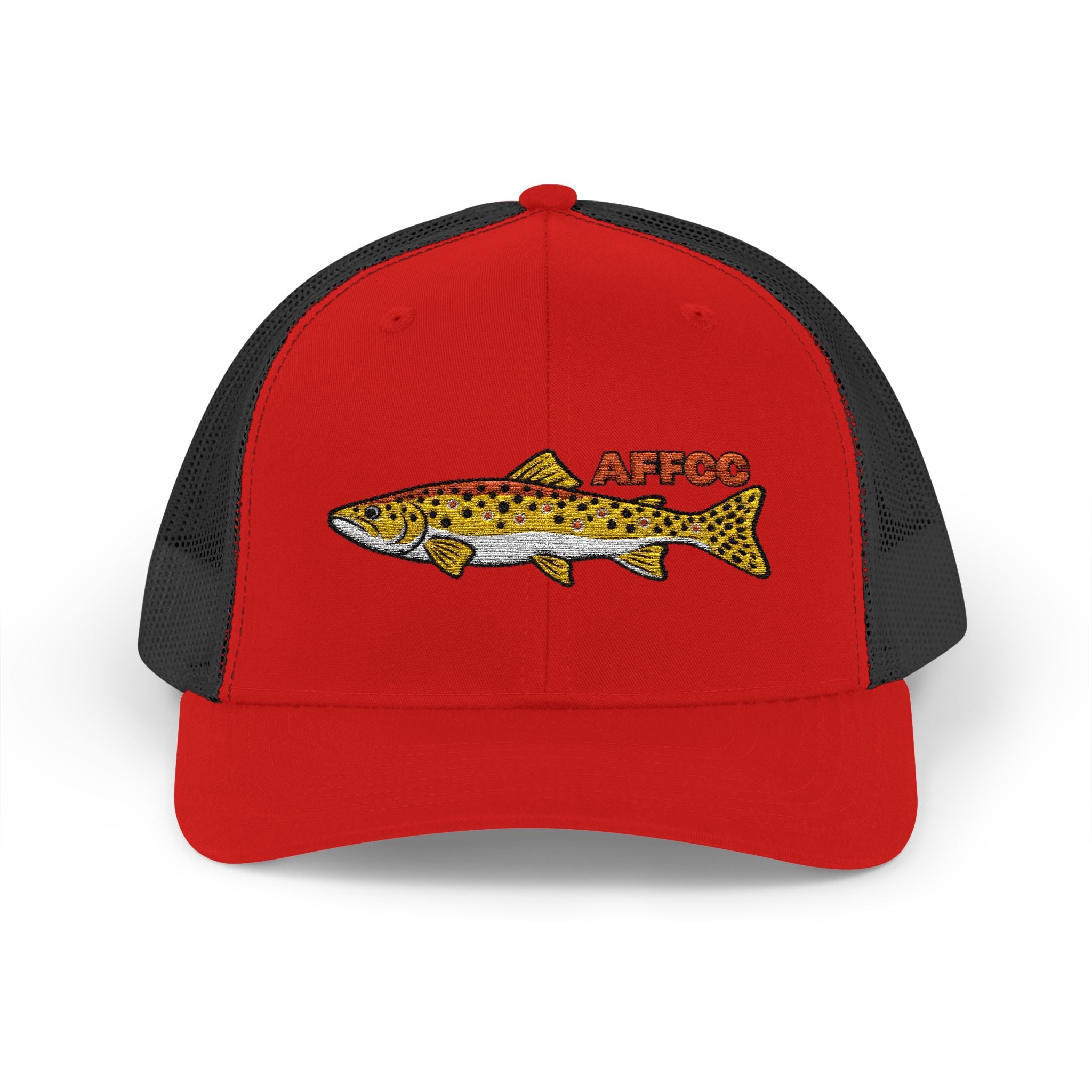 AFFCC Brown Trout Embroidered Trucker Hat – Embroidered Brown Trout ‘AFFCC’ Fishing Hat