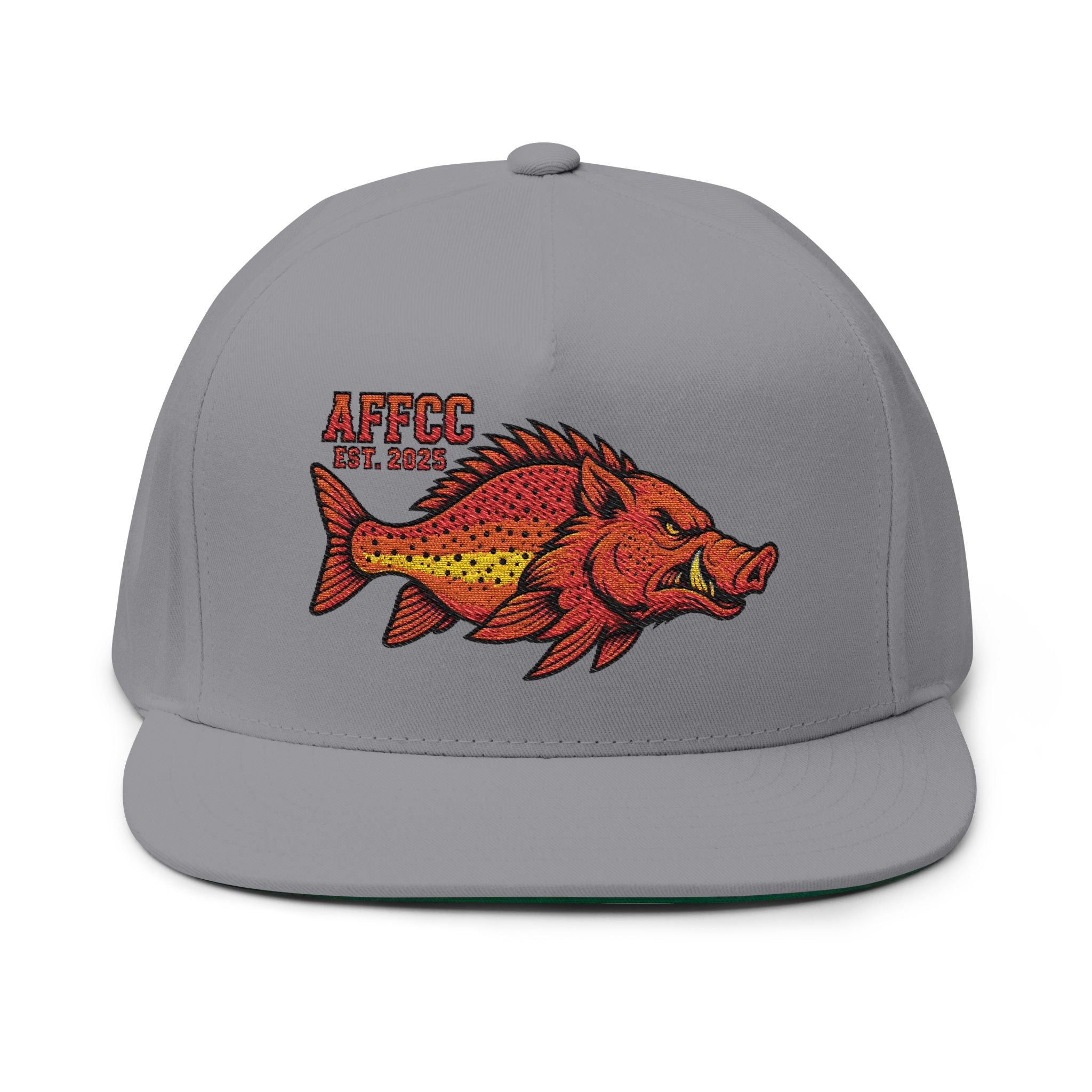 AFFCC Hog/Trout Embroidered Flat Bill Cap — AFCC Est. 2025 Snapback