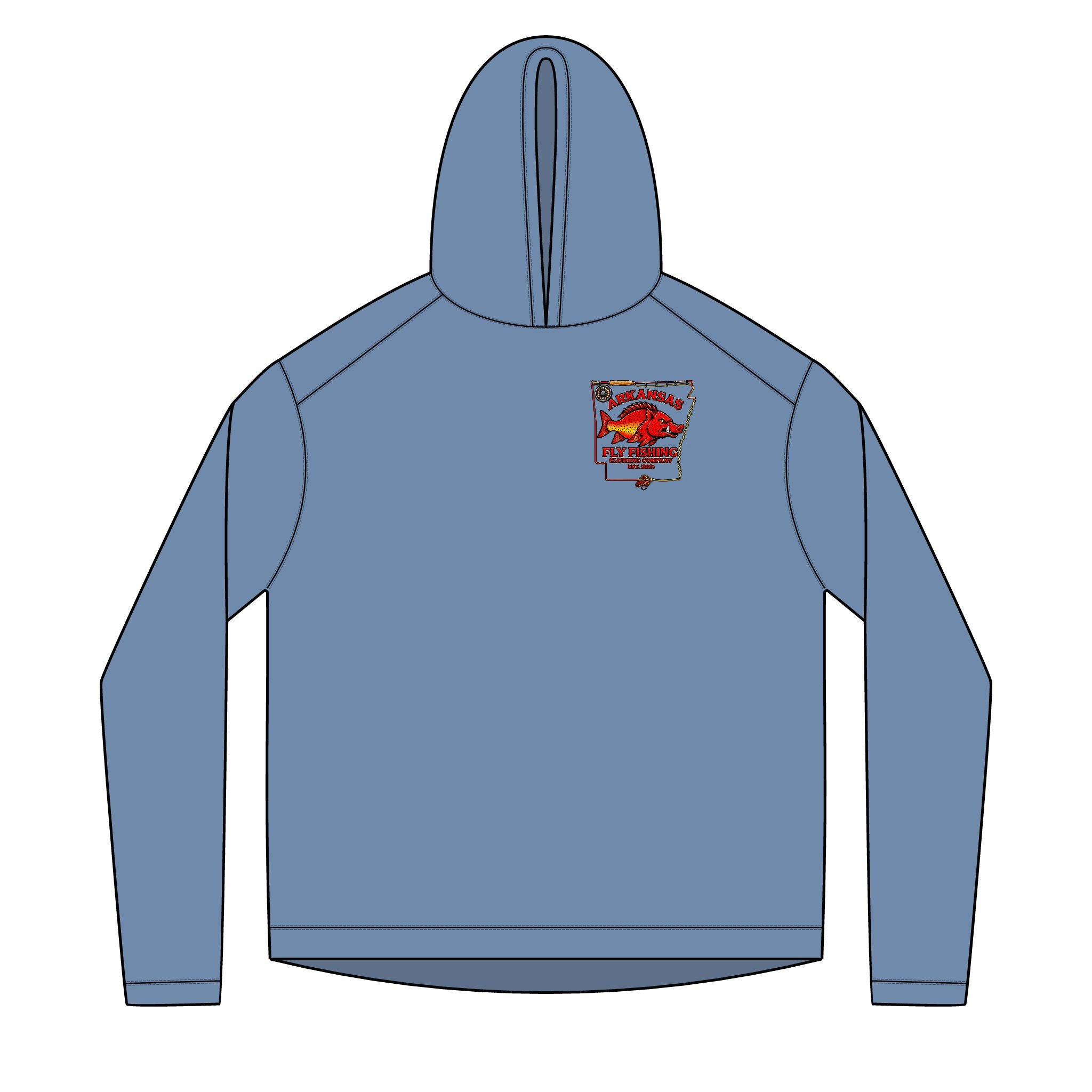 AFFCC State With Fly Rod Outline Unisex Solar Hoodie