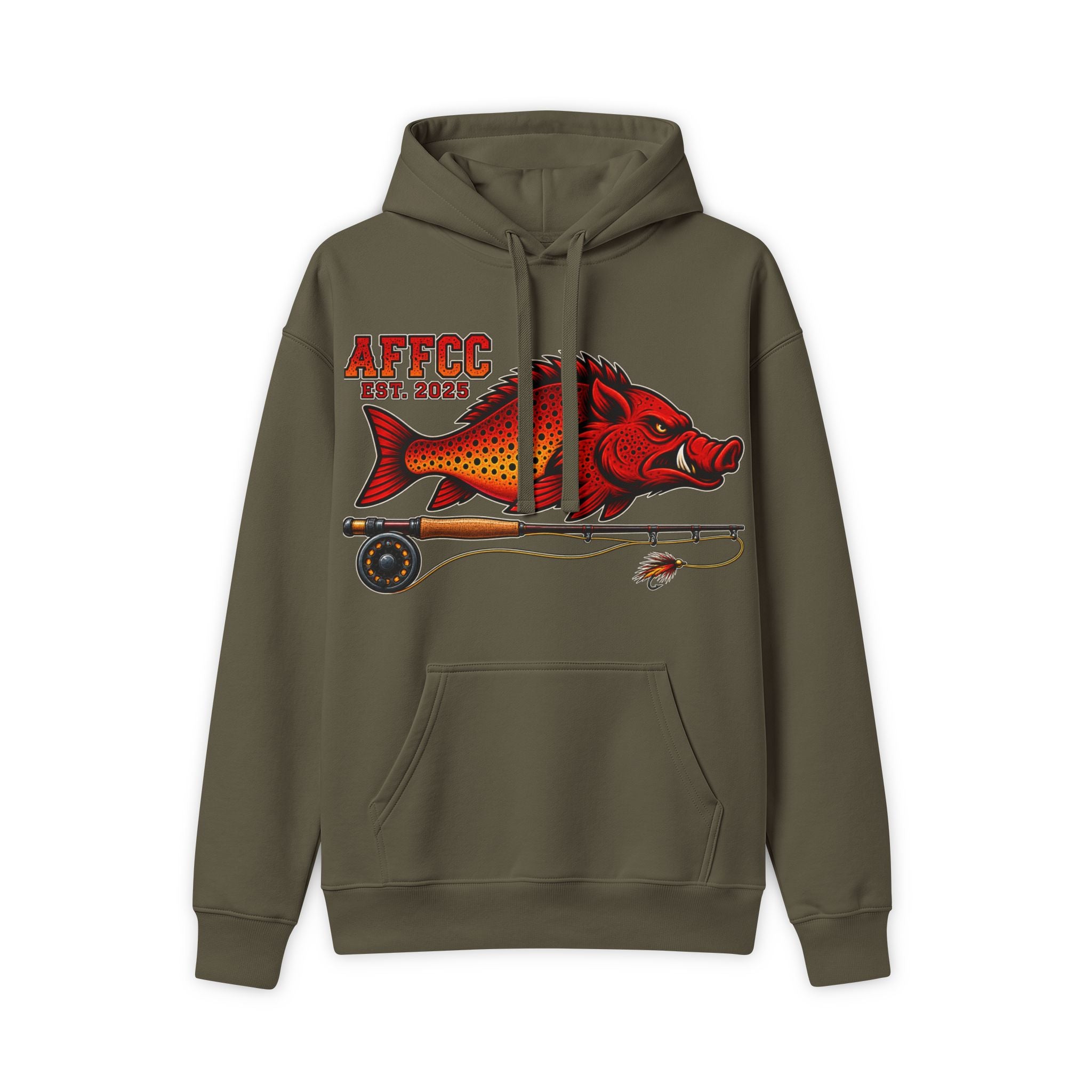 AFFCC Hog/Trout With Fly Rod Hoodie - AFCC Est. 2006 Fishing Graphic Pullover