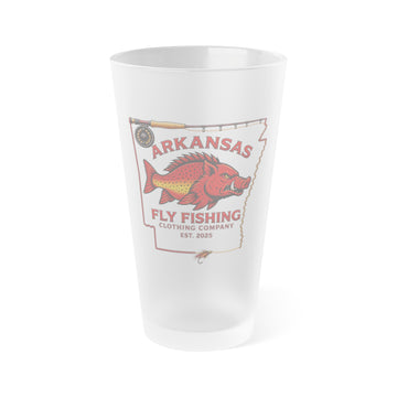 Arkansas Fly Fishing Clothing Company Frosted Pint Glass – 16oz Beer & Beverage Tumbler