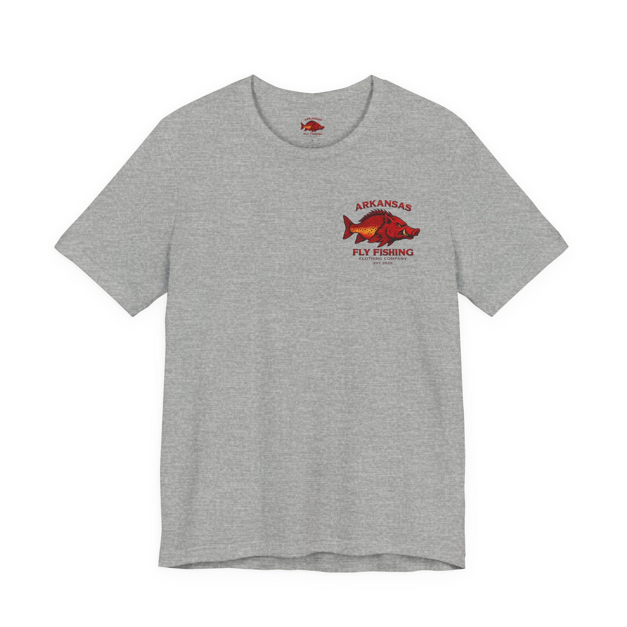 Athletic fit Runs Small Arkansas Fly Fishing Clothing Company Tee — AFFCC Mountain River Design