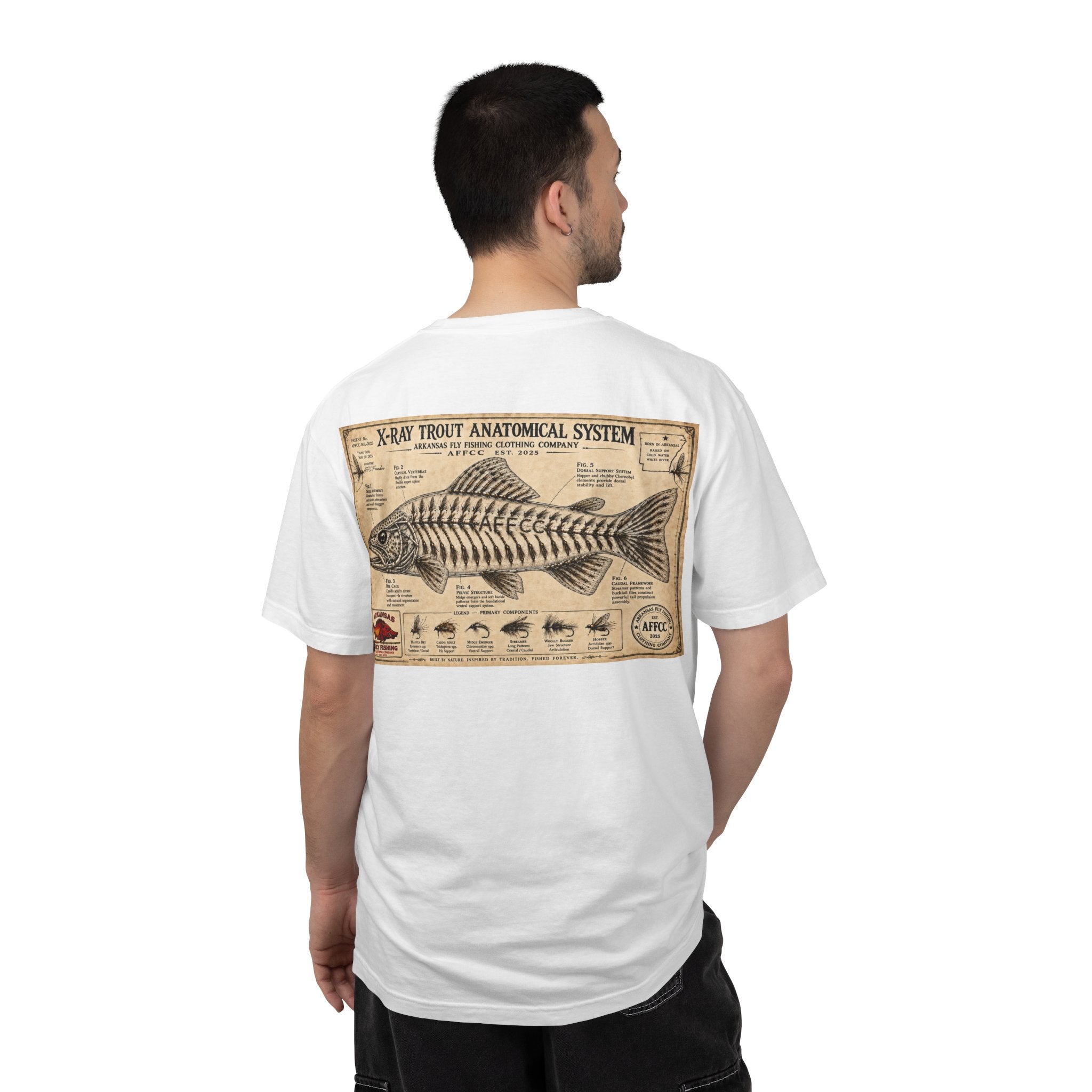 Arkansas Fly Fishing Clothing Company T-Shirt — X-Ray Trout Anatomy Graphic
