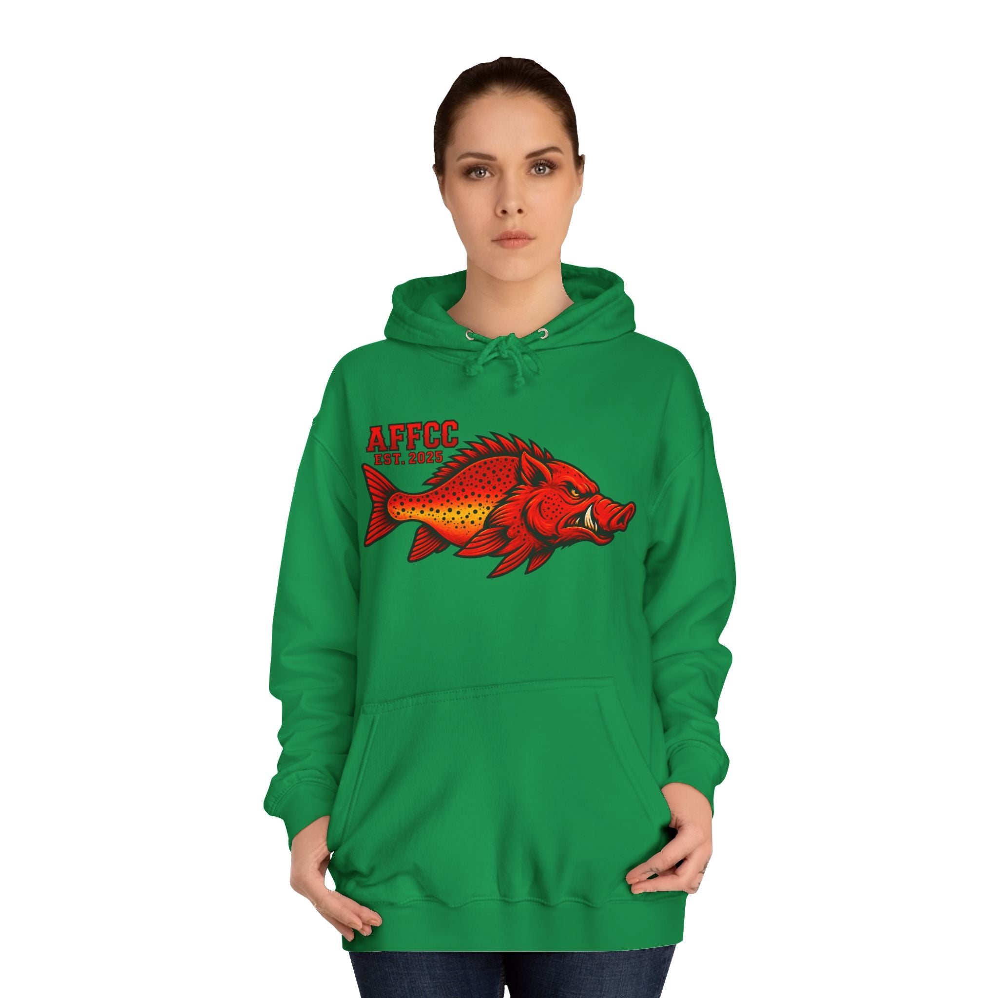 AFFCC Logo Hoodie — Red Hog/Trout "AFFCC Est. 2025"